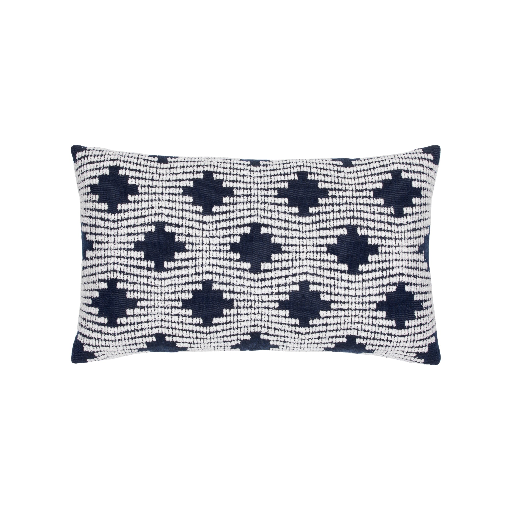 Navy lattice pillow lumbar size for sophisticated indoor and outdoor decor