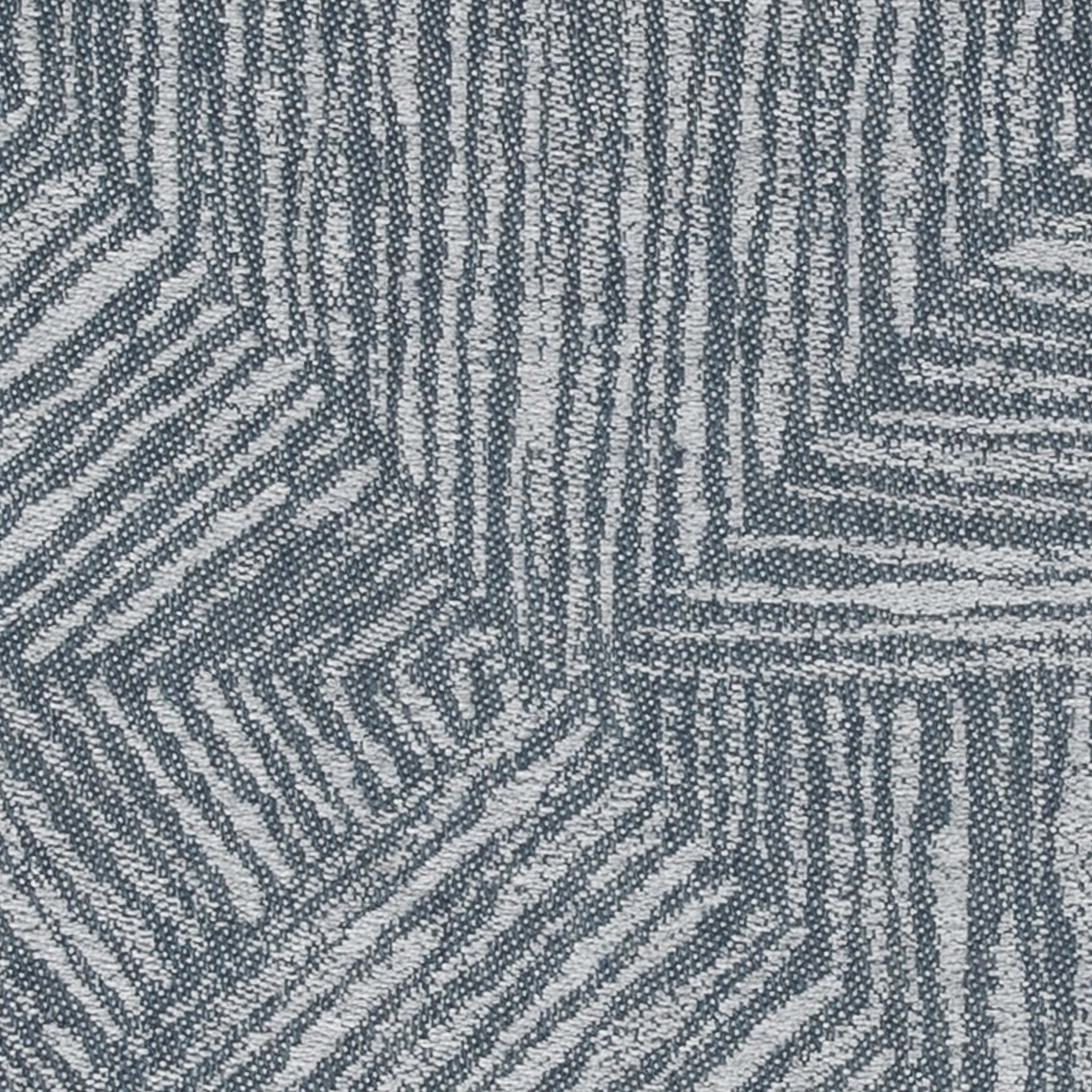 Detail image of Blue and gray geometric small scale pillow in lumbar size for transitional indoor and outdoor decor