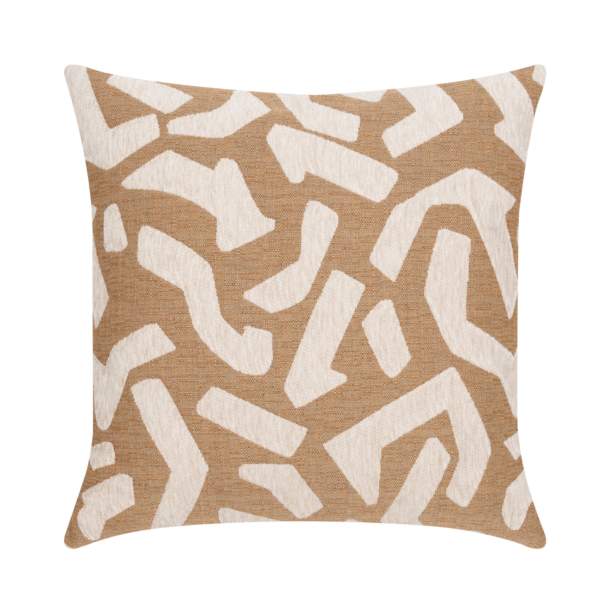 Back image of Caramel outdoor pillow with abstract design square size for contemporary patio decor