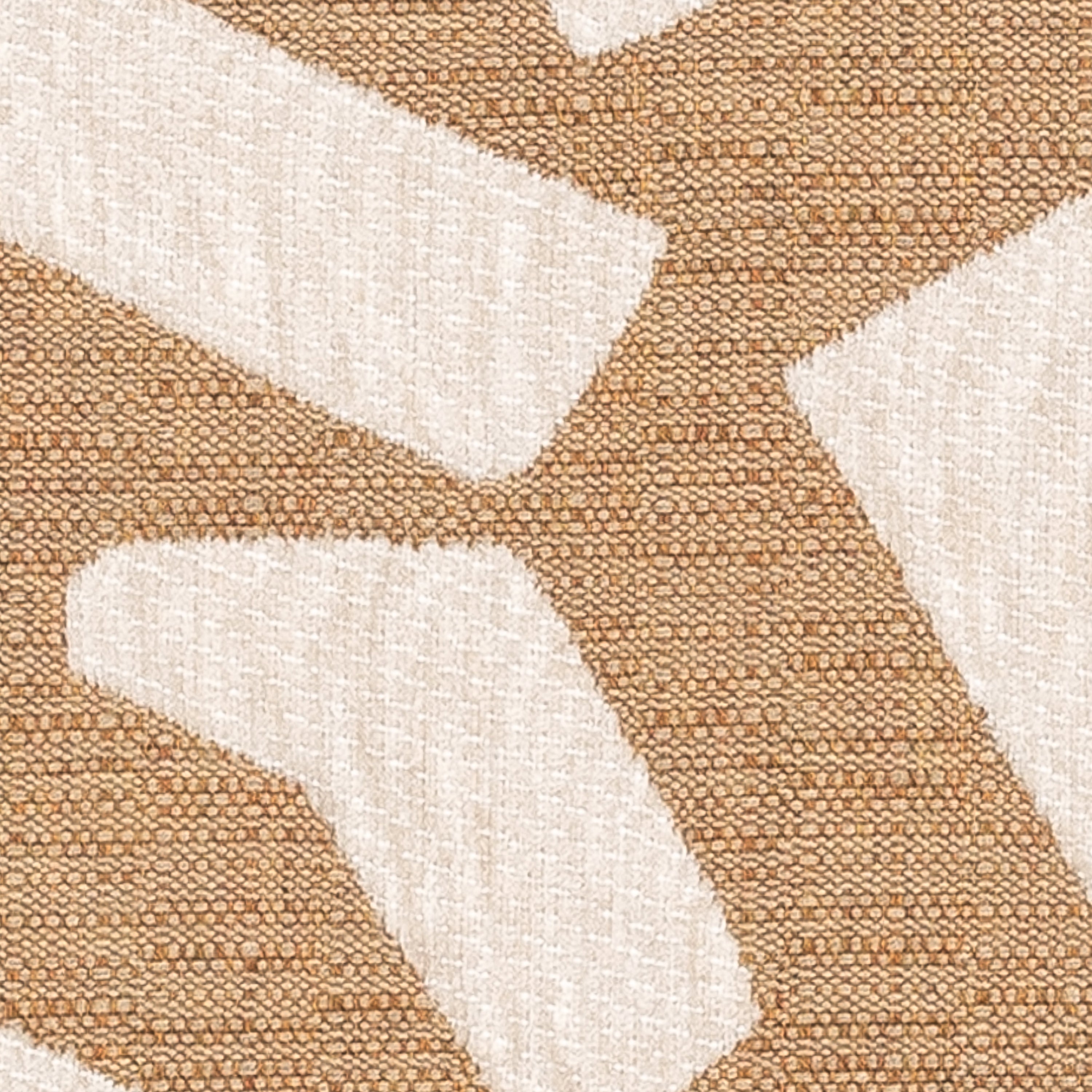 Detail image of Caramel outdoor pillow with abstract pattern square size for bold patio decor by Elaine Smith