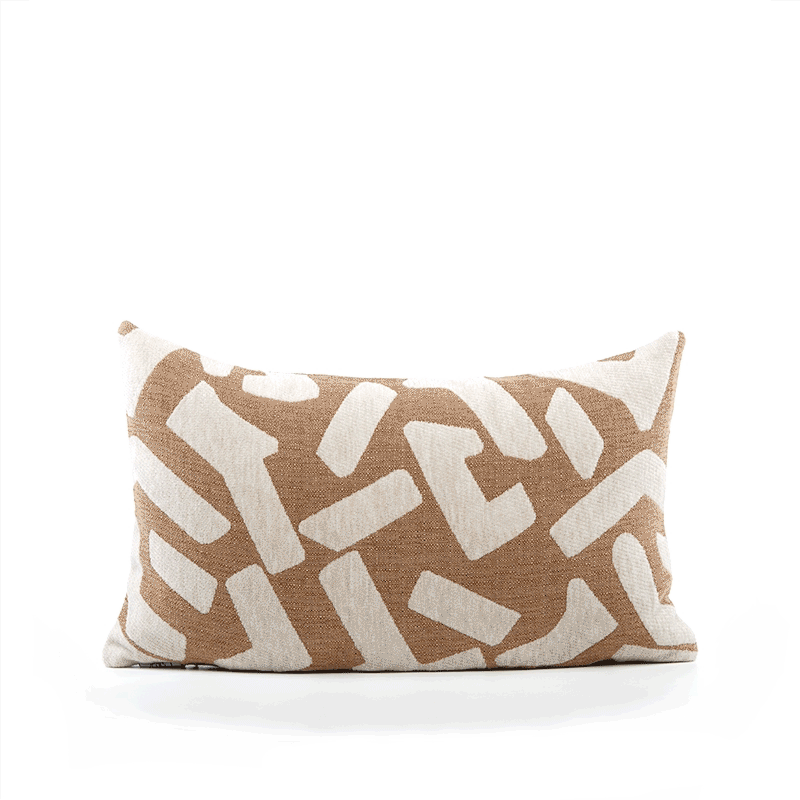 360 video of Caramel outdoor pillow with abstract pattern lumbar size for bold patio decor by Elaine Smith