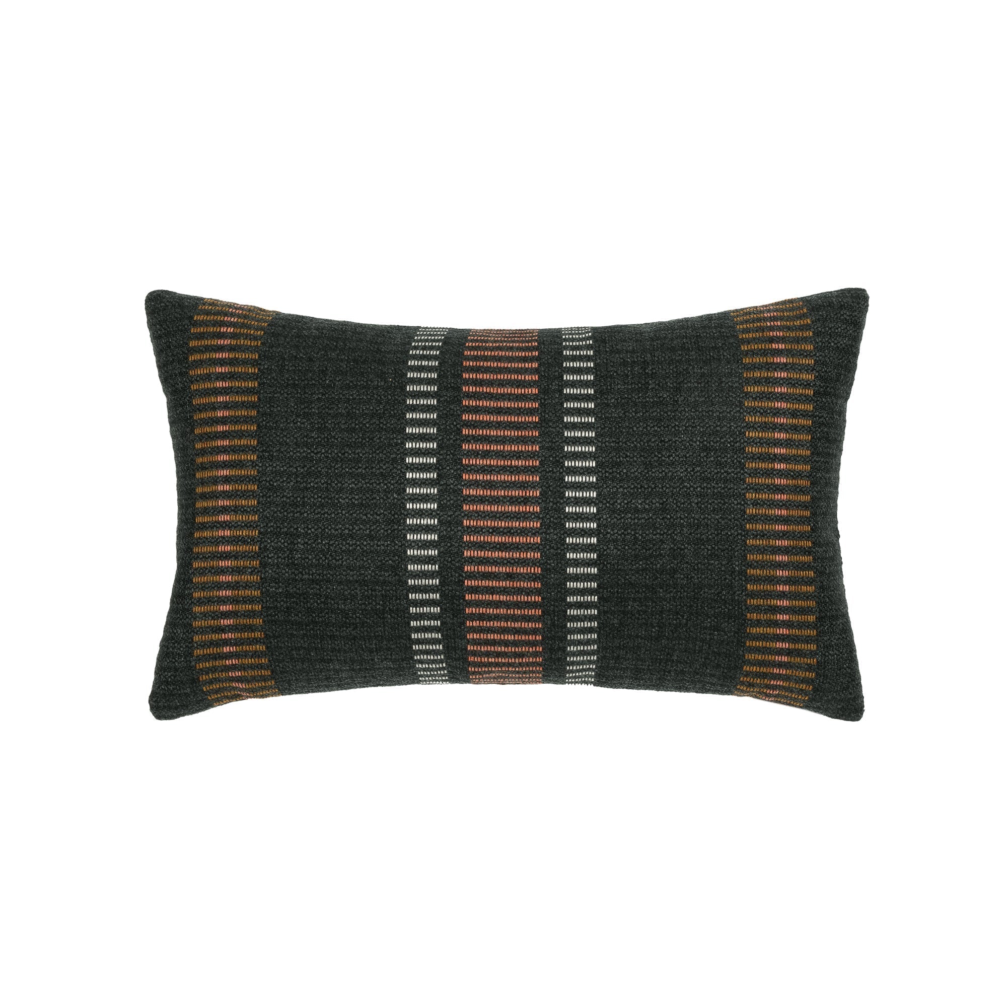 charcoal geometric striped outdoor pillow lumbar size for stylish patio decor by Elaine Smith