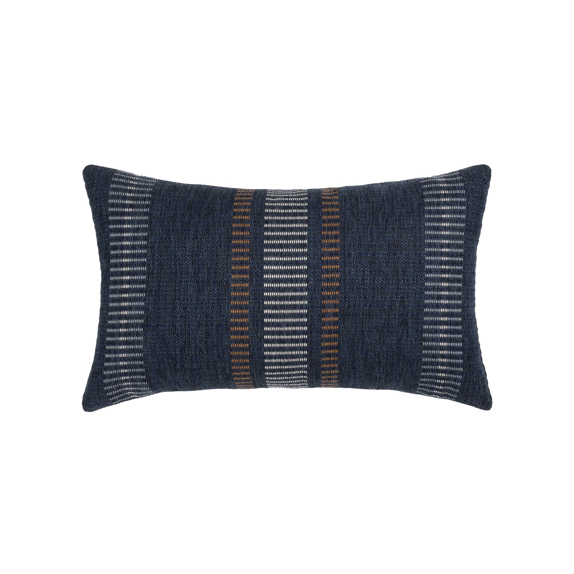 Navy textured outdoor pillow lumbar size for coastal patio decor
