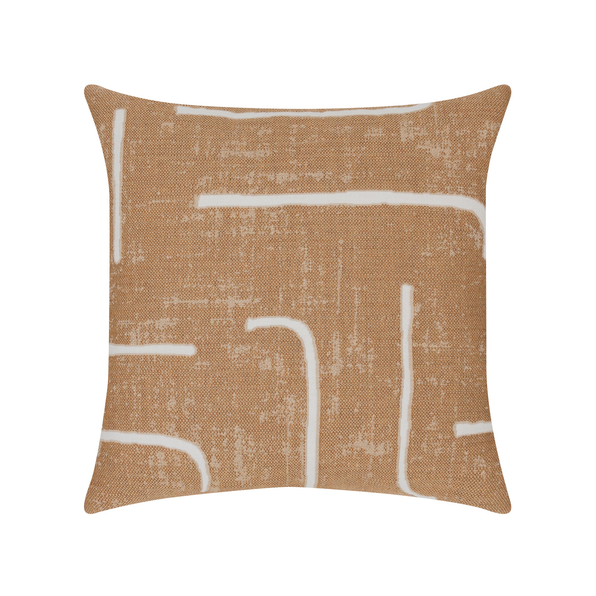 Back image of Caramel outdoor pillow with abstract design ini square size for contemporary patio decor by Elaine Smith