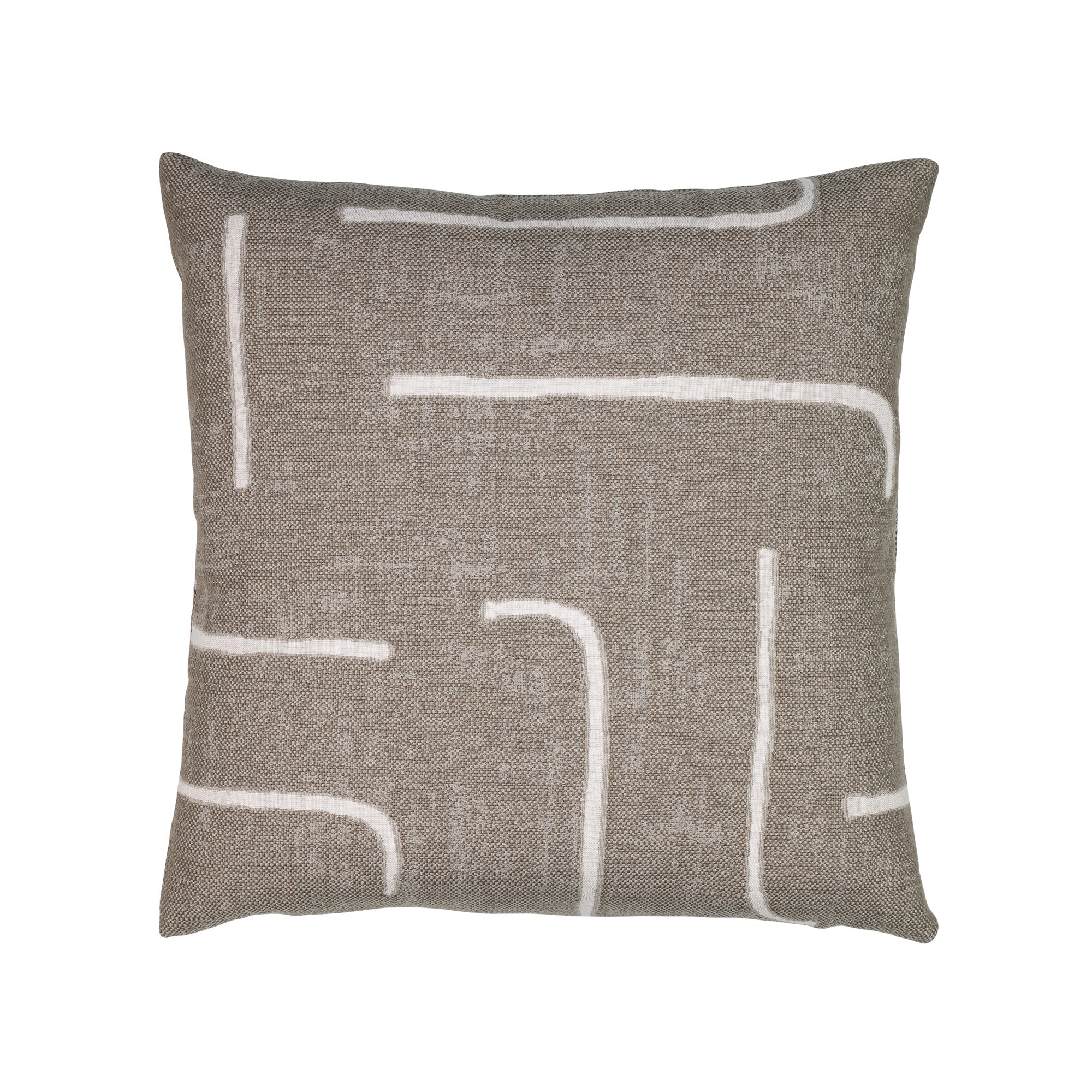 Back image of Taupe abstract outdoor pillow  in lumbar size for coastal patio decor