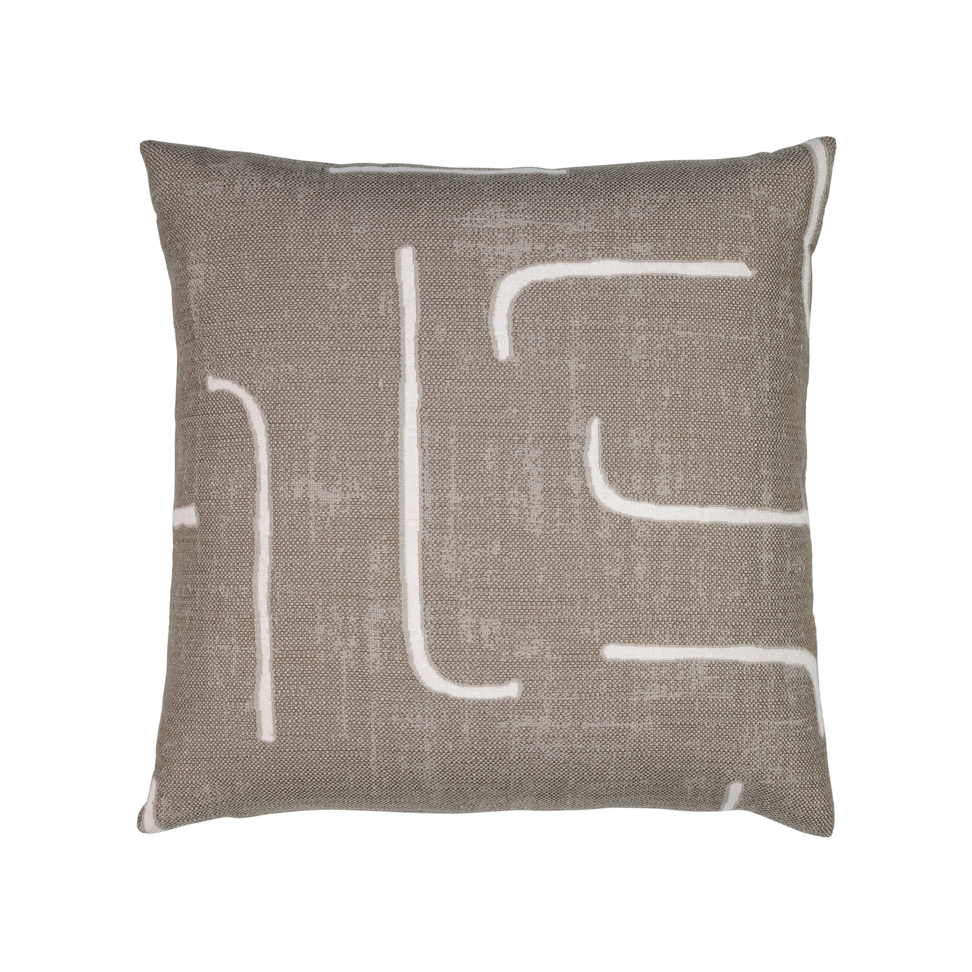 Taupe abstract outdoor pillow  in lumbar size for coastal patio decor