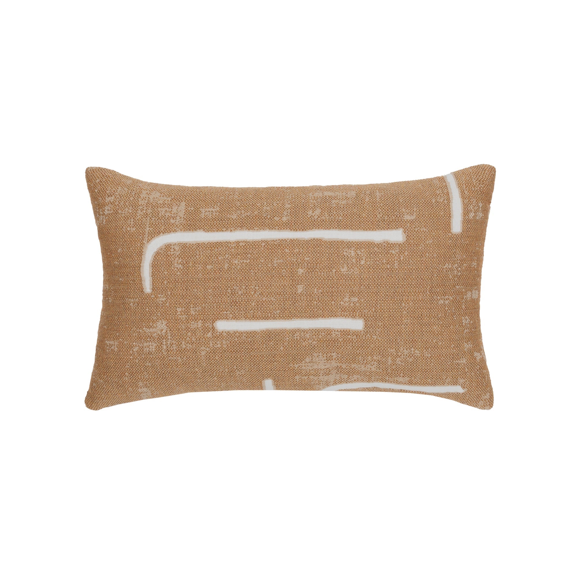 Caramel outdoor pillow with abstract design lumbar size for contemporary patio decor by Elaine Smith