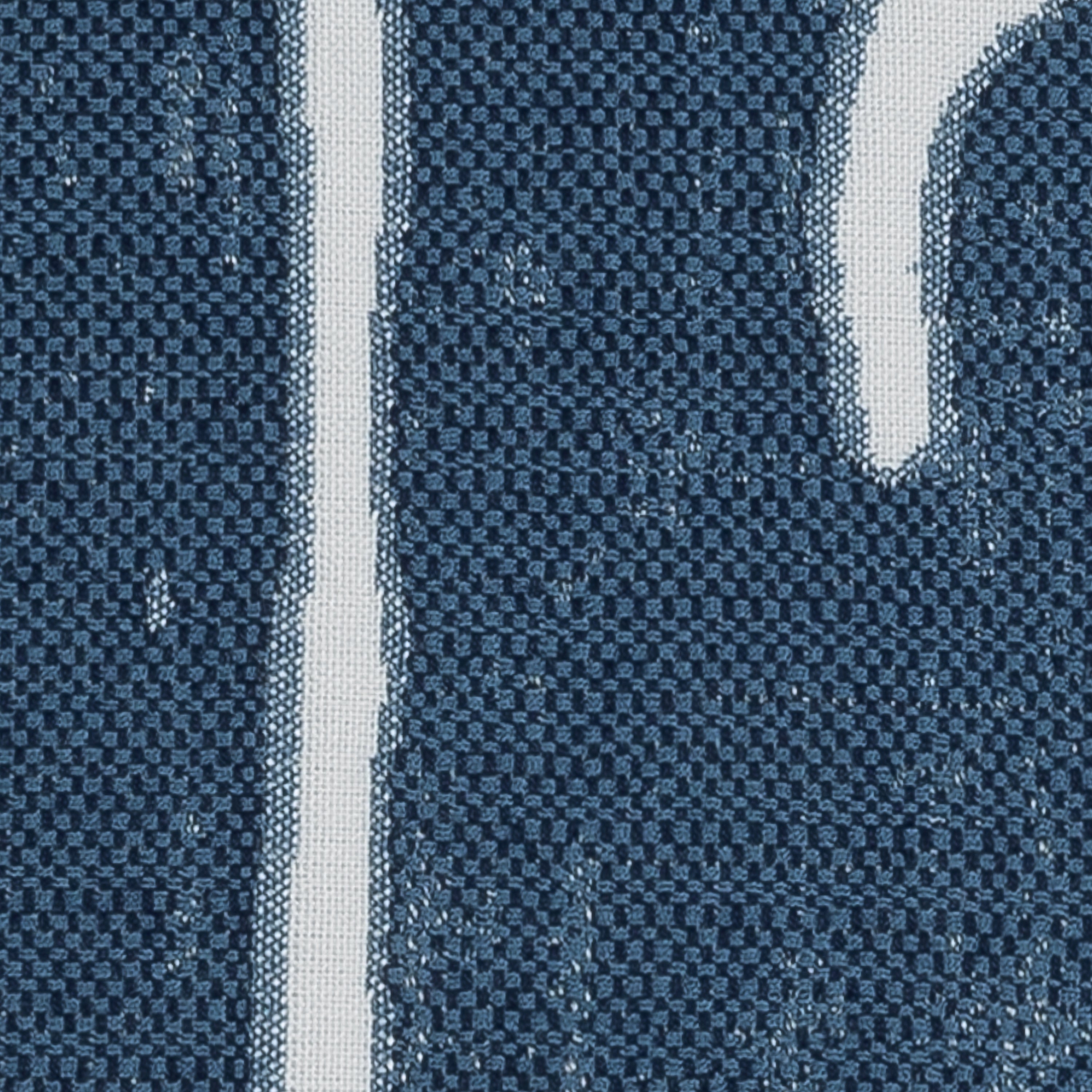 Detail image of Denim abstract outdoor pillow in lumbar size for nautical patio decor