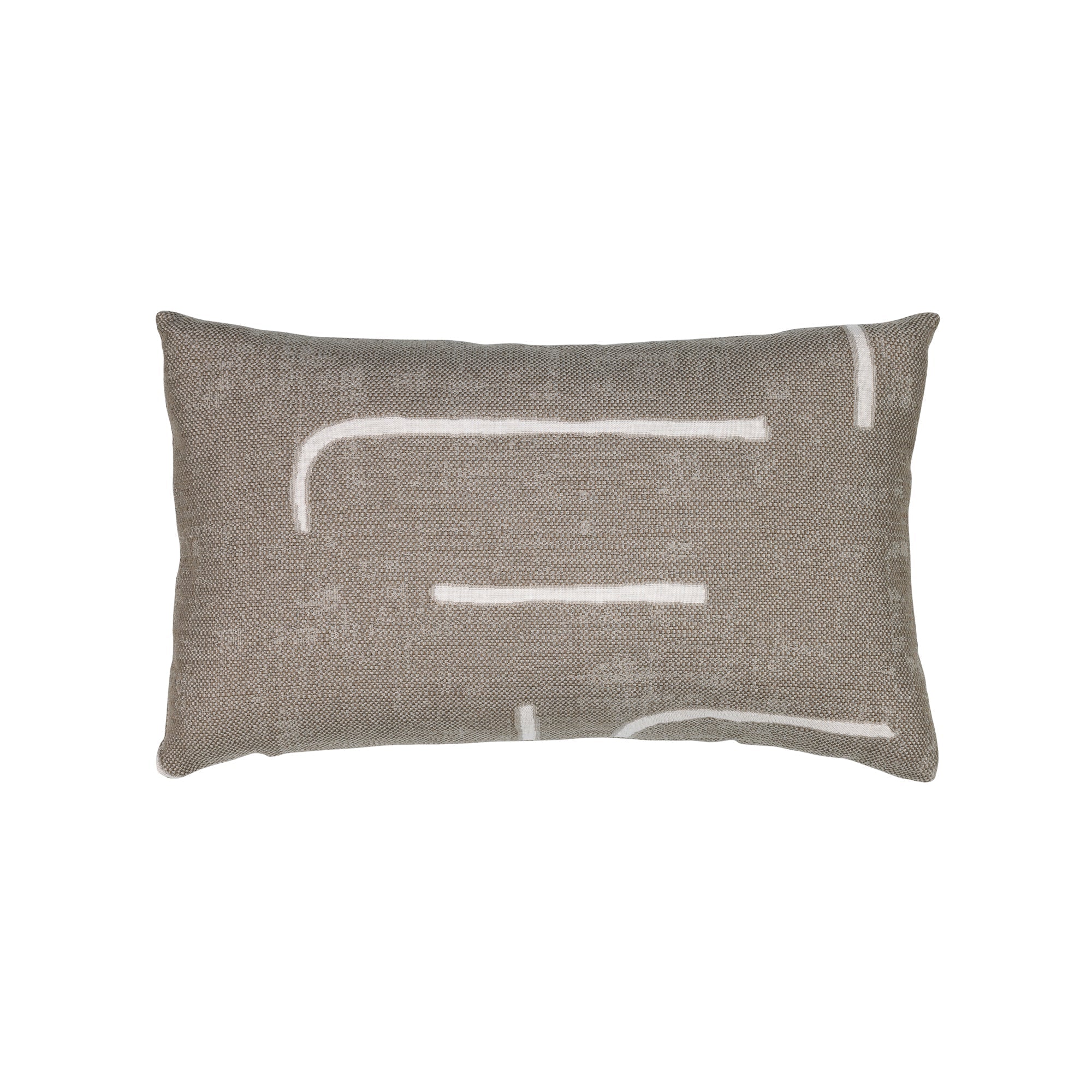 Taupe outdoor pillow with rectangular shape lumbar size for transitional patio decor