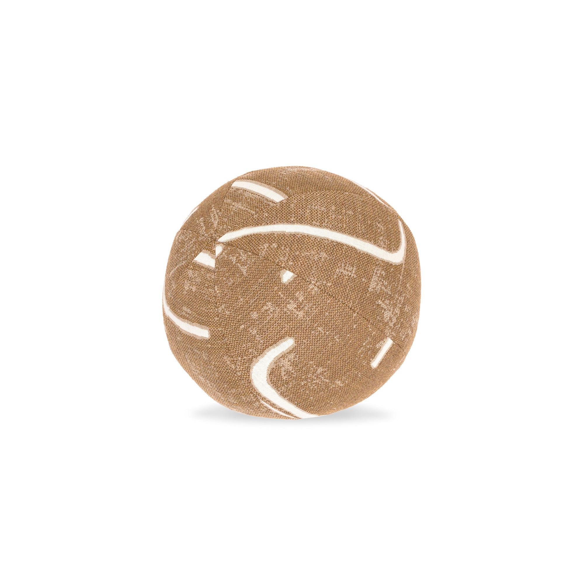 Round brown outdoor pillow with textured finish for stylish patio decor