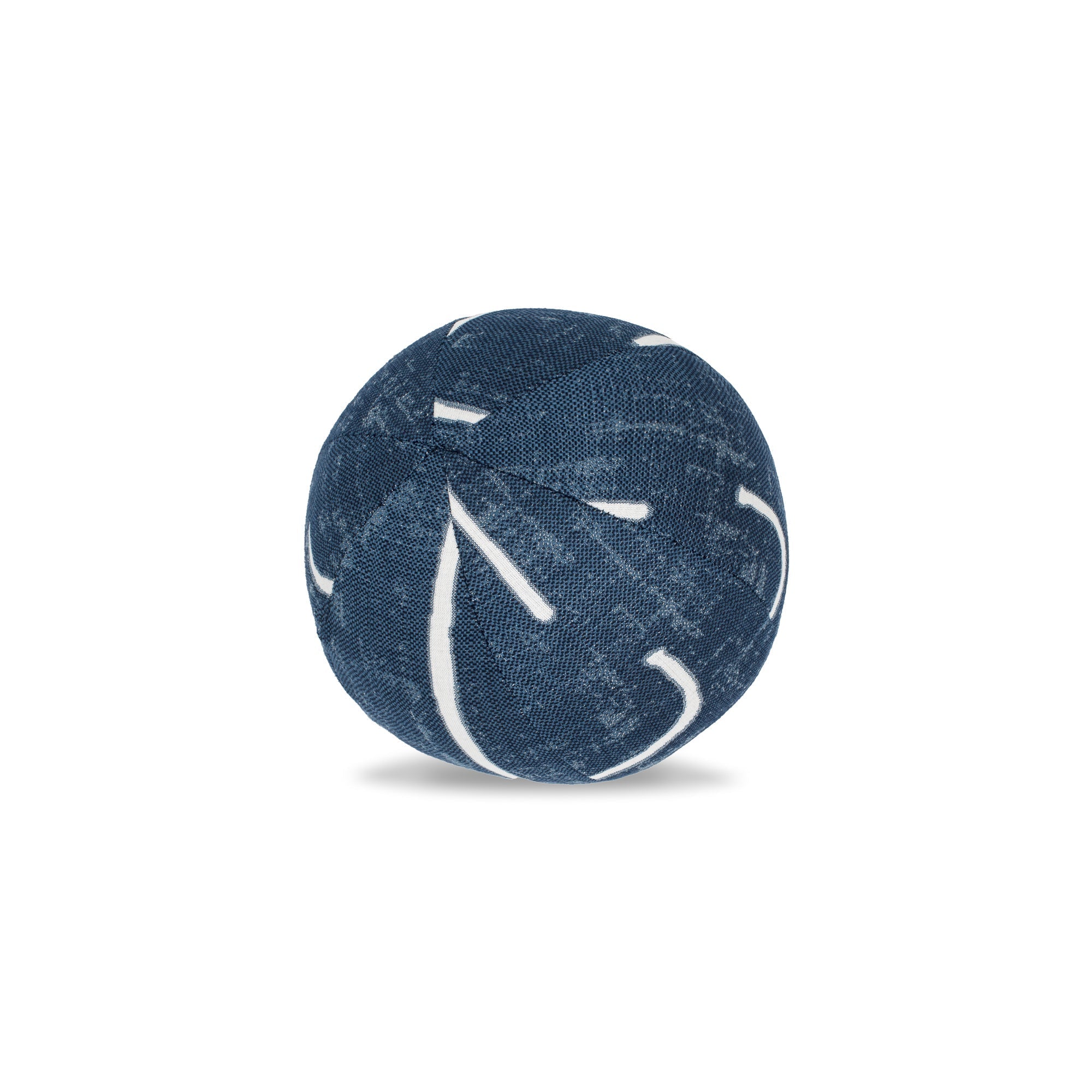 Denim abstract pattern outdoor pillow in round orb shape for nautical patio decor