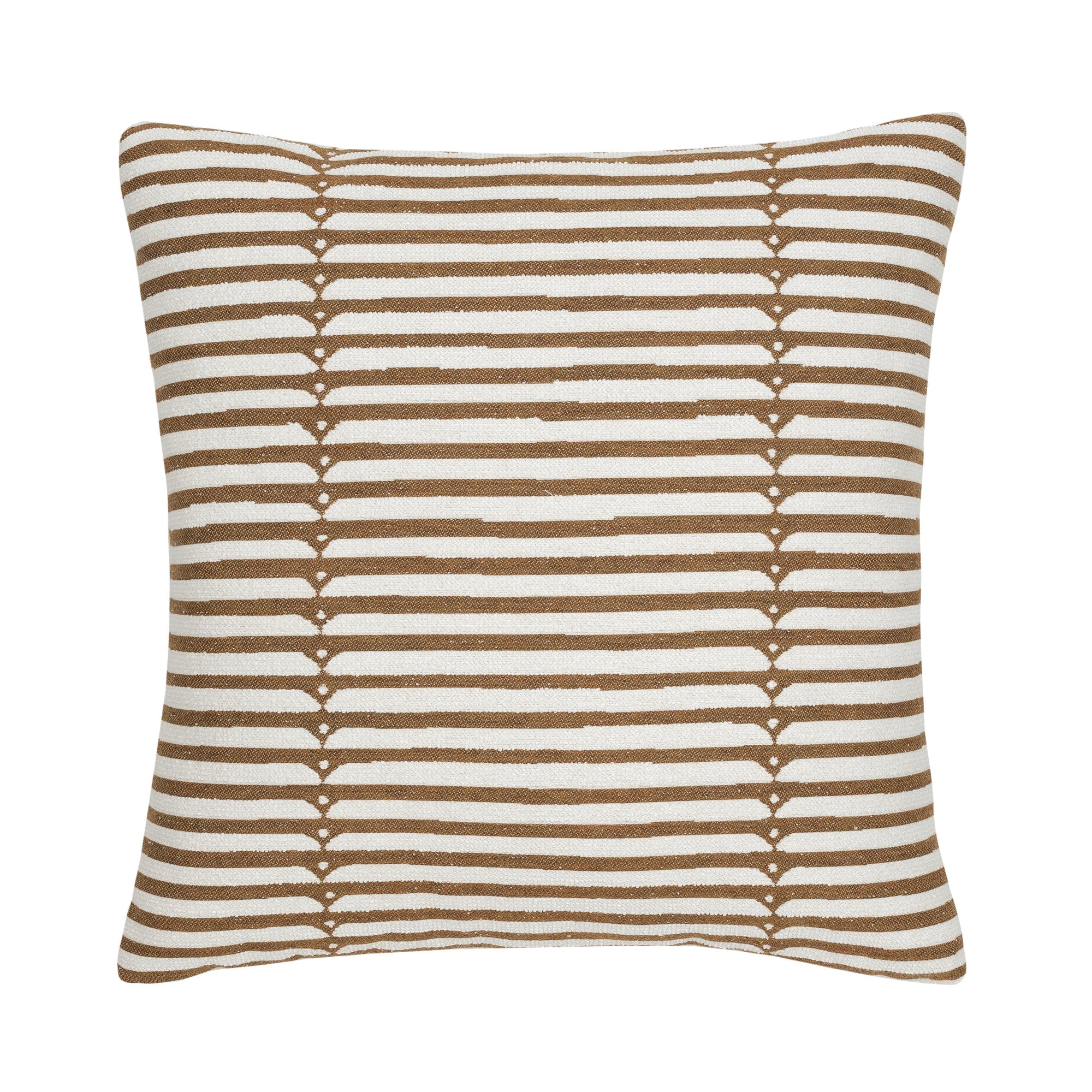 Caramel striped pillow square size for coastal indoor and outdoor decor