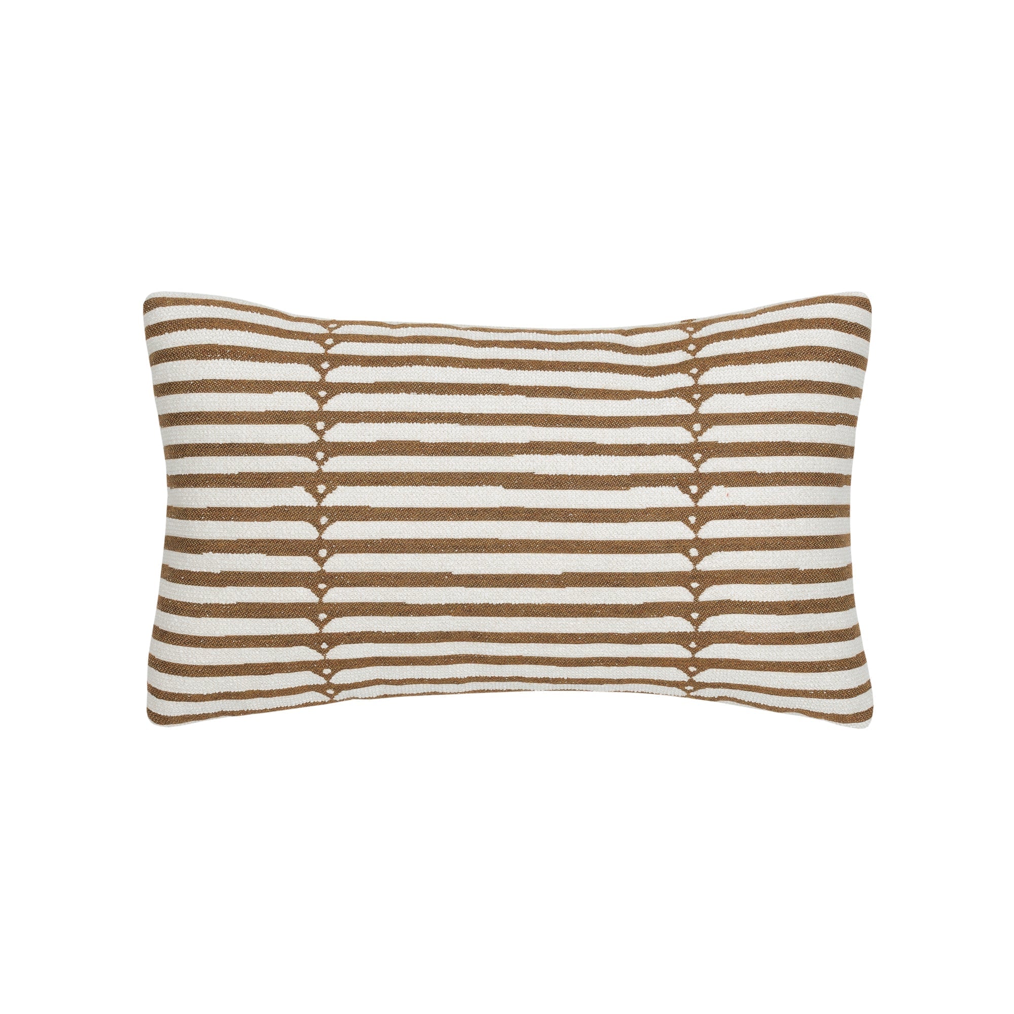 Caramel striped pillow lumbar size for earthy indoor and outdoor decor