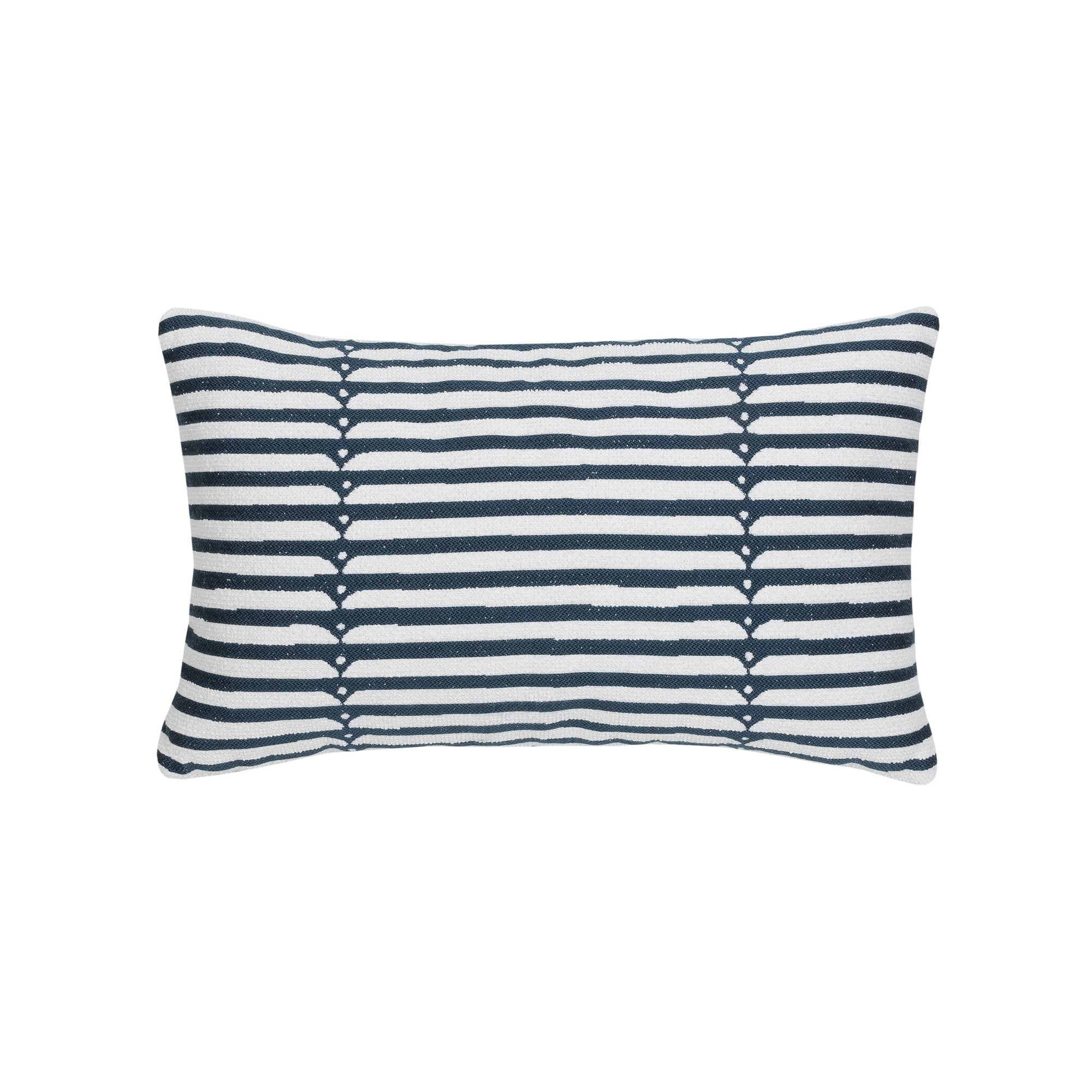Denim blue striped pillow lumbar size for coastal indoor and outdoor decor