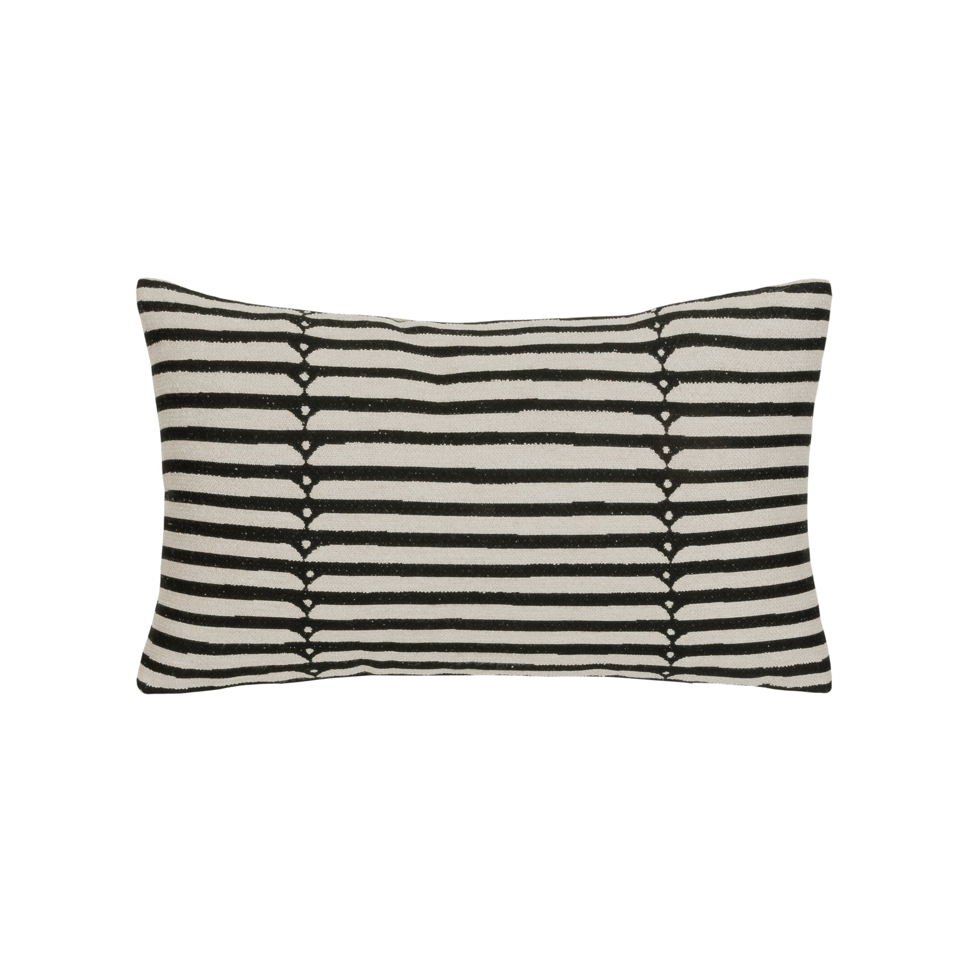 Black and cream striped pillow lumbar size for contemporary indoor and outdoor decor by Elaine Smith