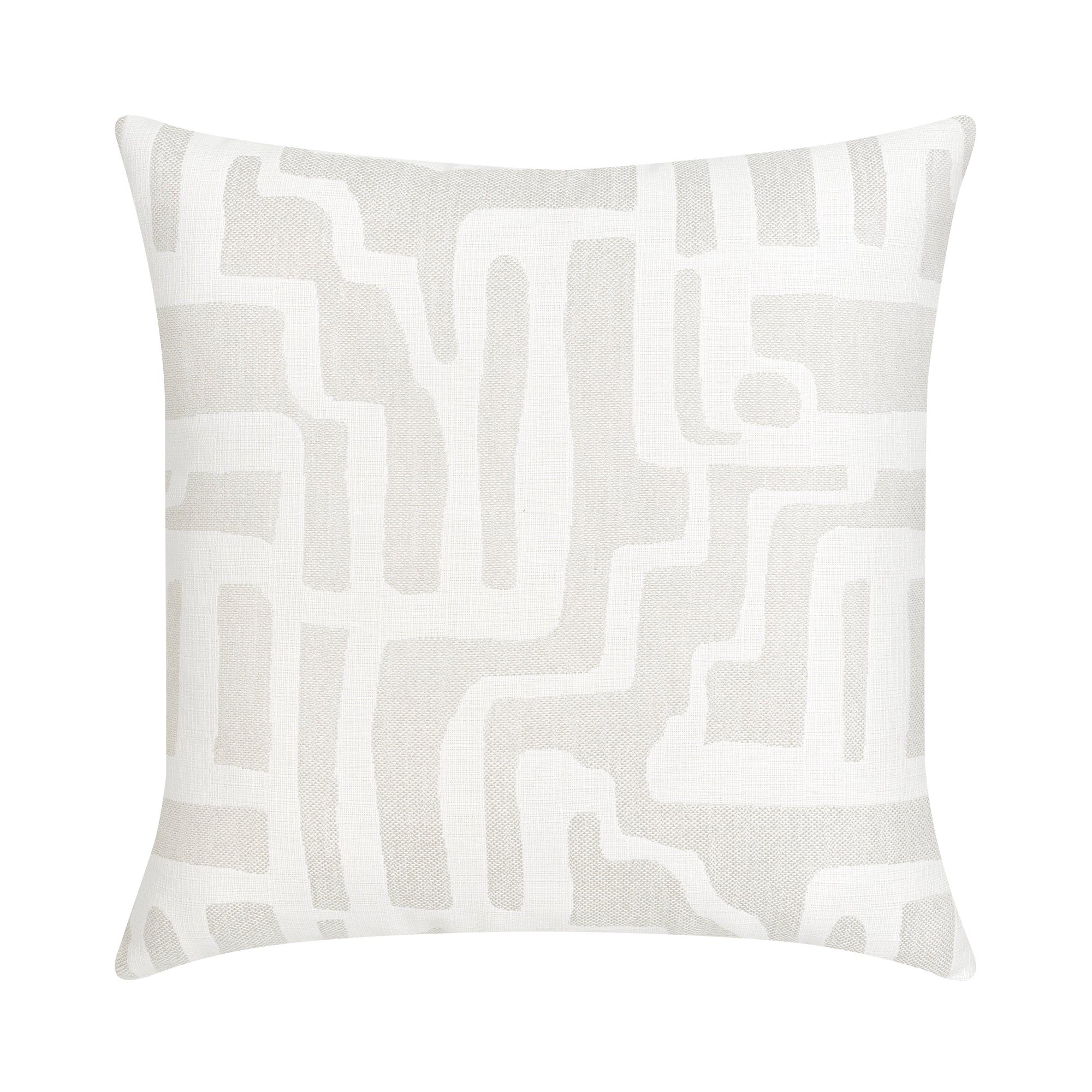 Back image of White abstract patterned outdoor pillow in square size for sophisticated indoor and outdoor decor