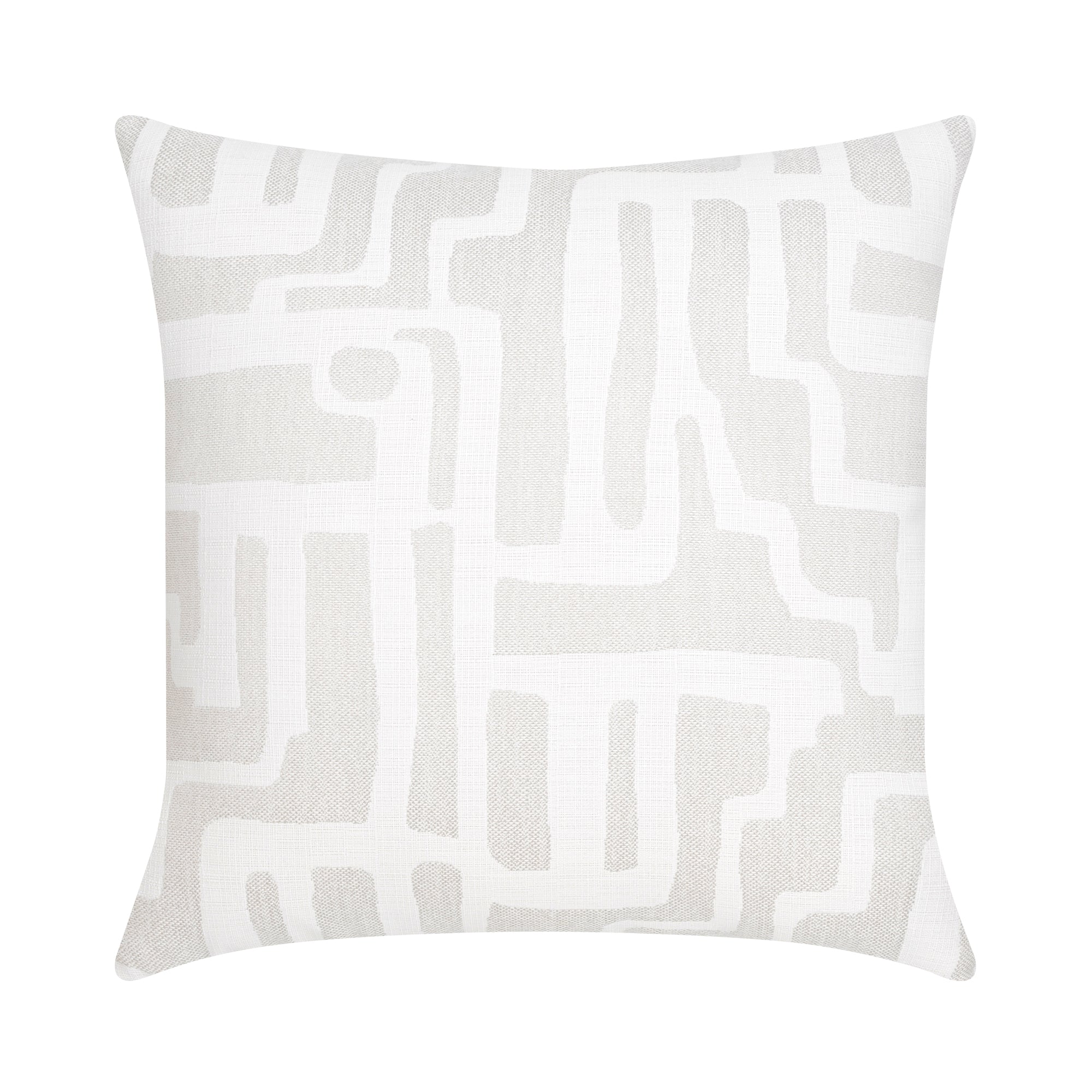 White abstract patterned outdoor pillow in square size for sophisticated indoor and outdoor decor