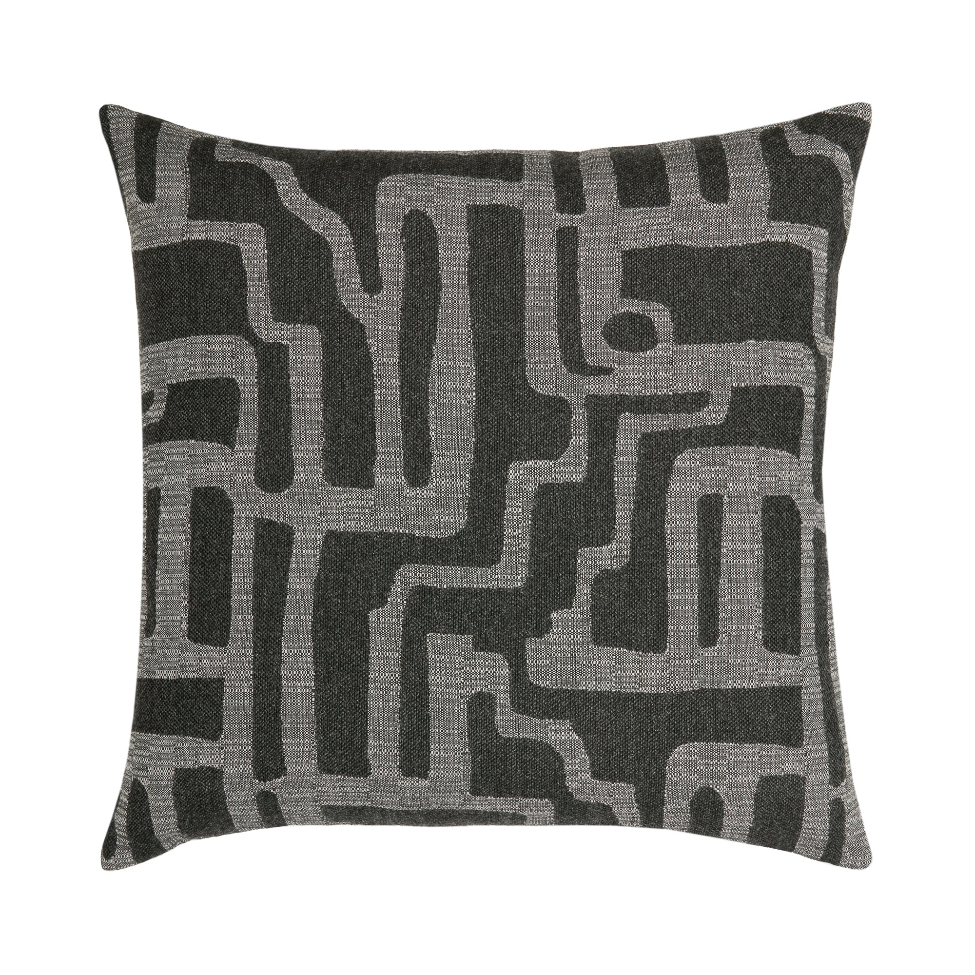 Back image of Charcoal geometric pillow square size for modern indoor and outdoor decor by Elaine Smith