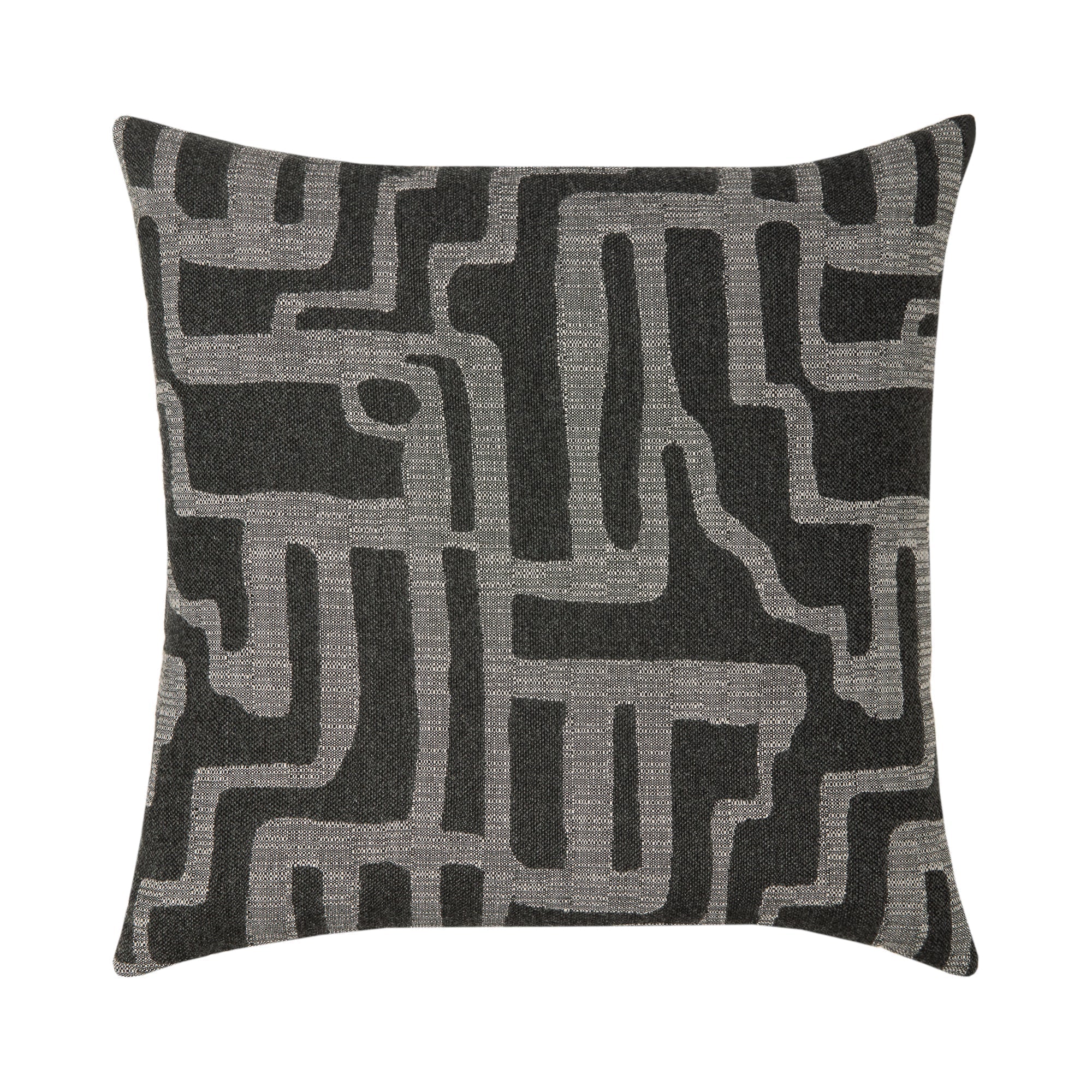 Charcoal geometric pillow square size for modern indoor and outdoor decor by Elaine Smith