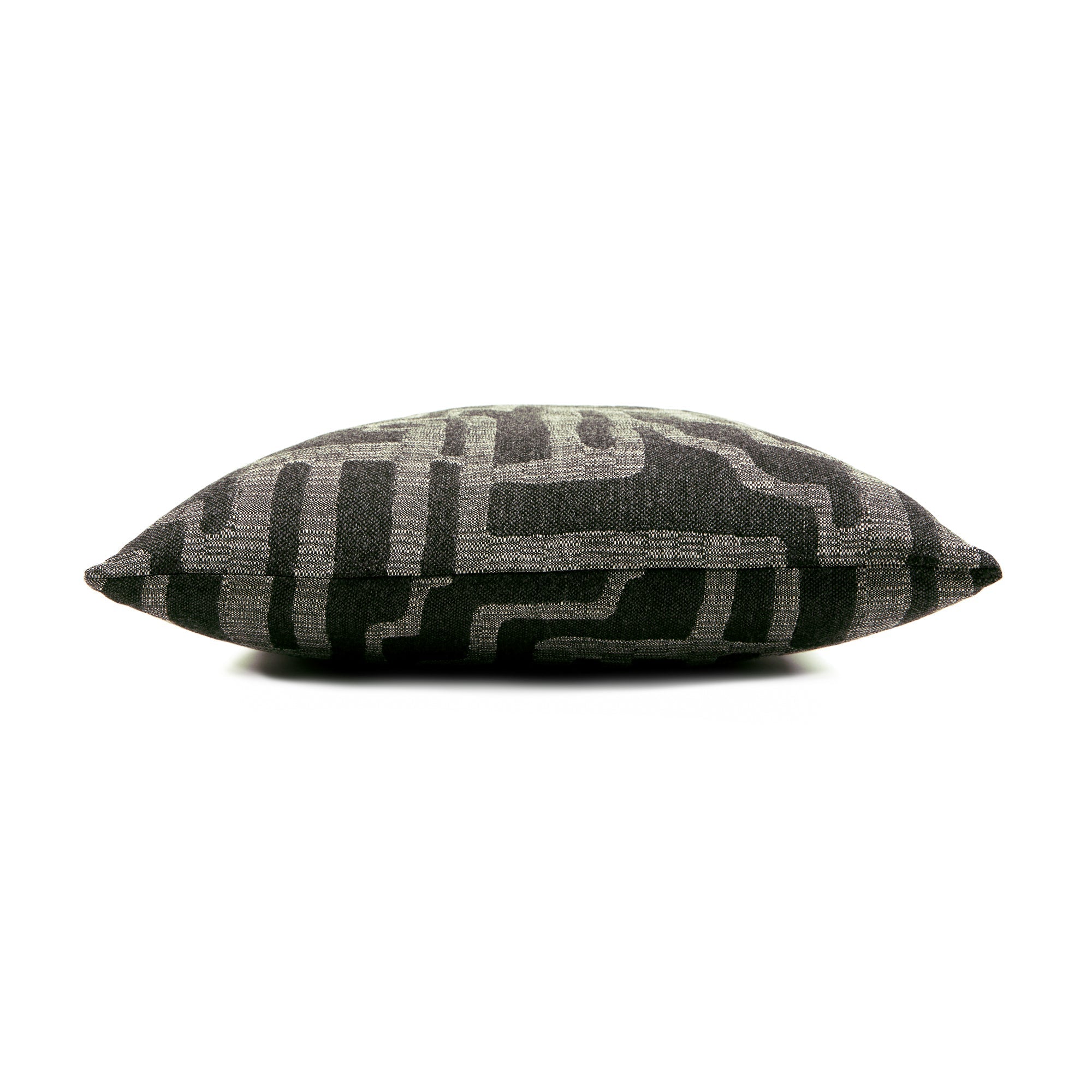 Side image of Charcoal geometric pillow square size for modern indoor and outdoor decor by Elaine Smith