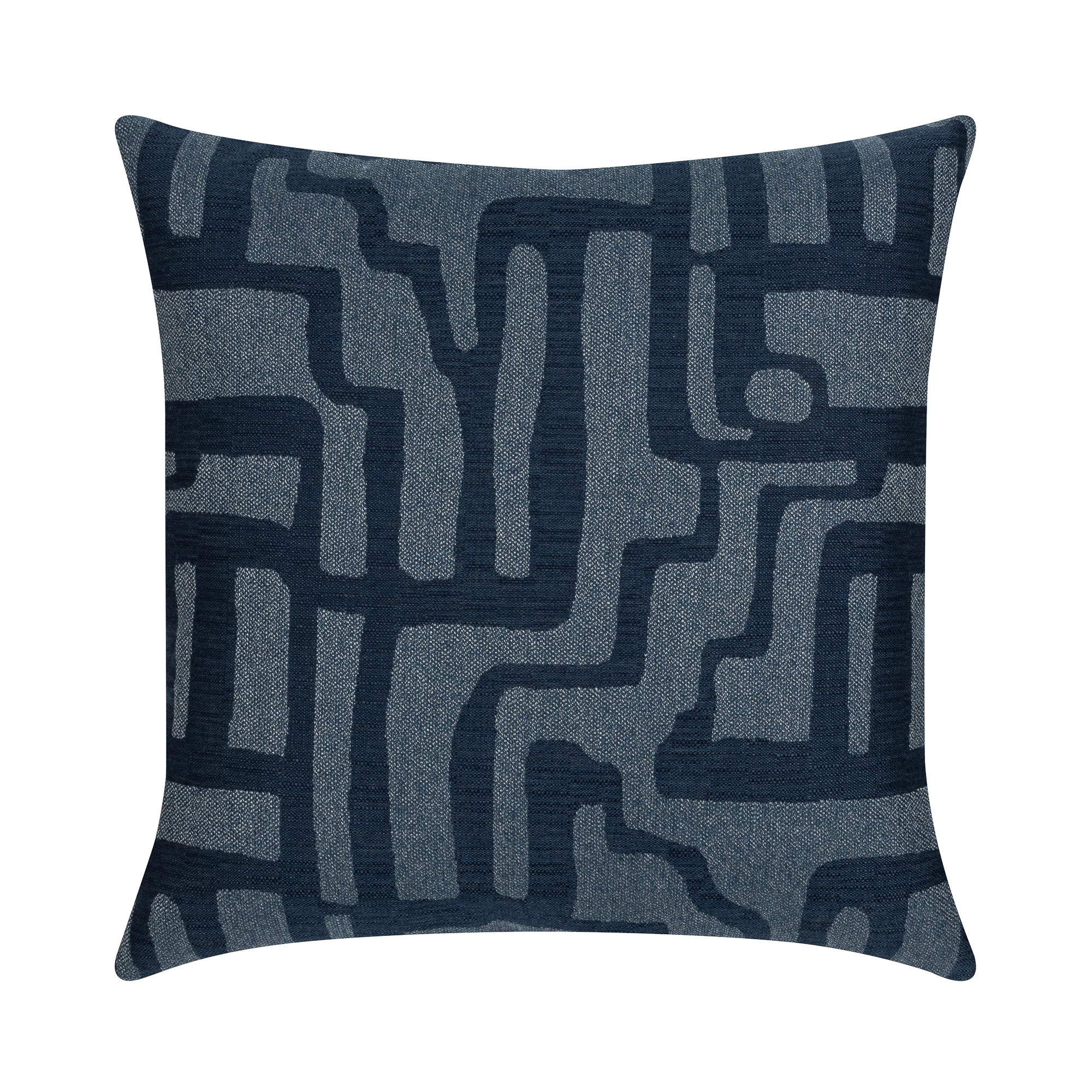 Back image of Blue geometric textured pillow square size for contemporary indoor and outdoor decor