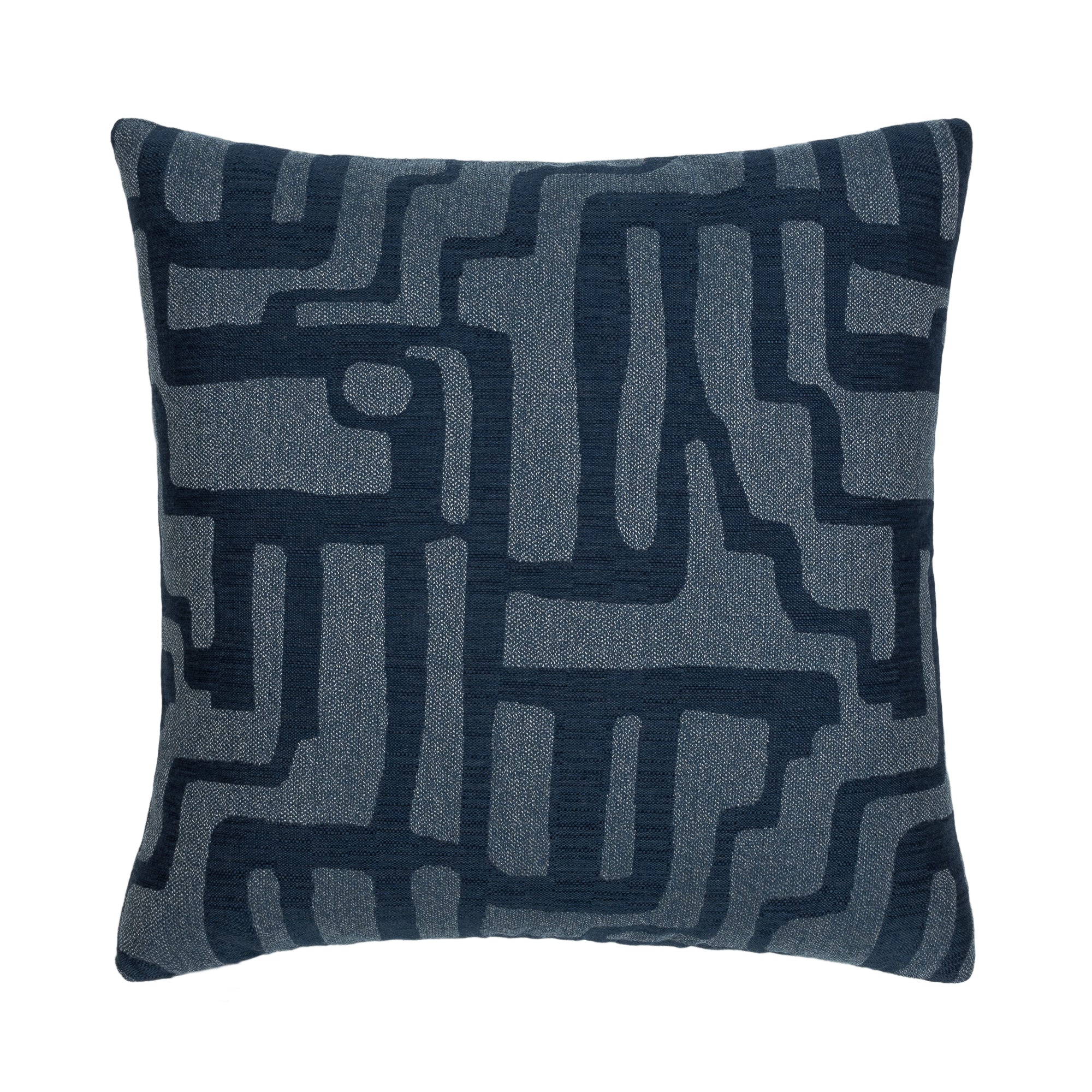 Blue geometric textured pillow square size for contemporary indoor and outdoor decor
