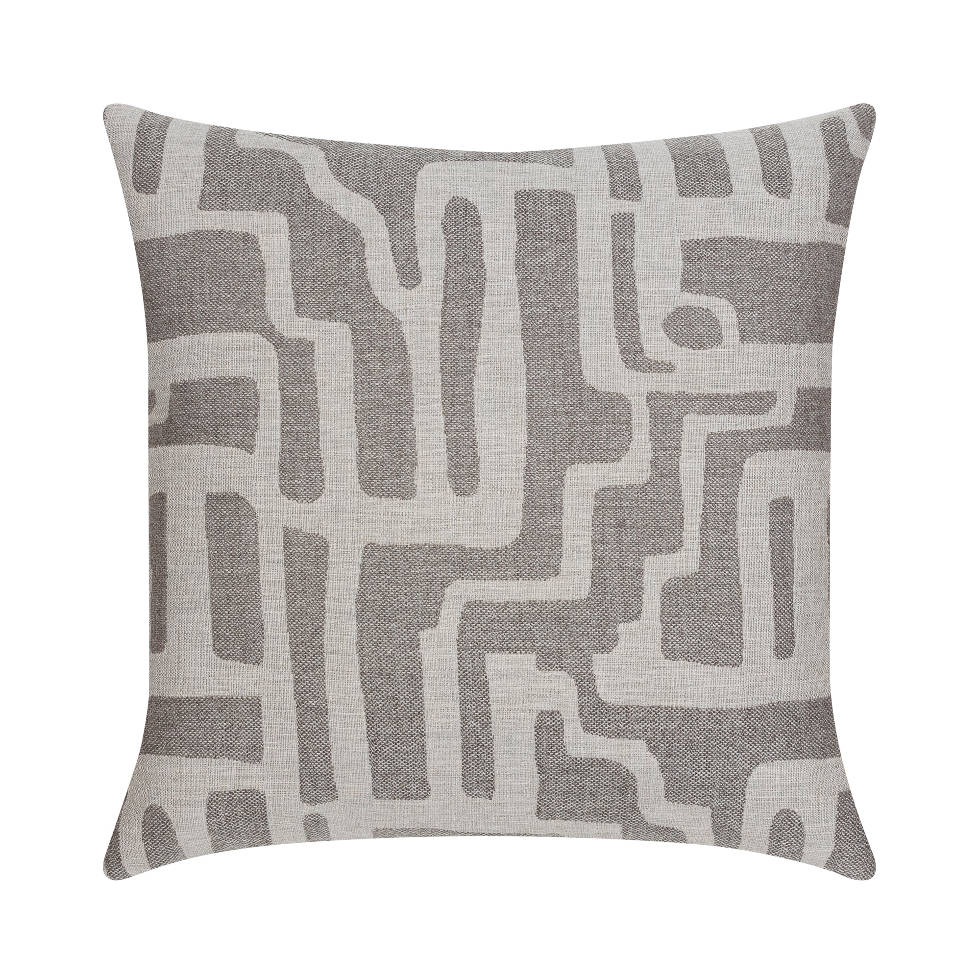 Back image of Gray geometric pillow square size for transitional indoor and outdoor decor