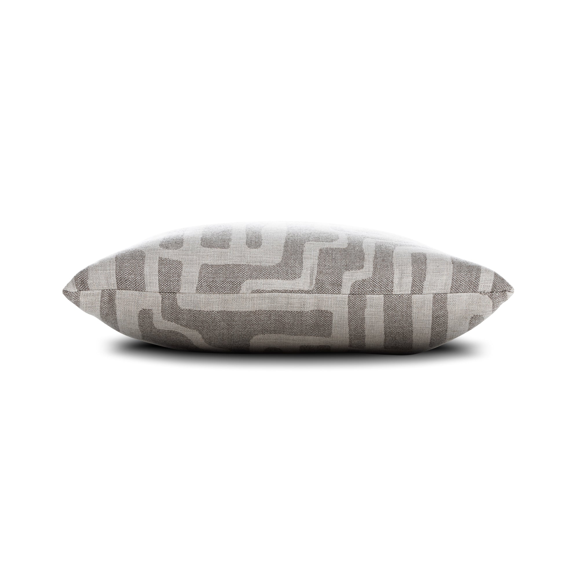 Side image of Gray geometric pillow square size for transitional indoor and outdoor decor