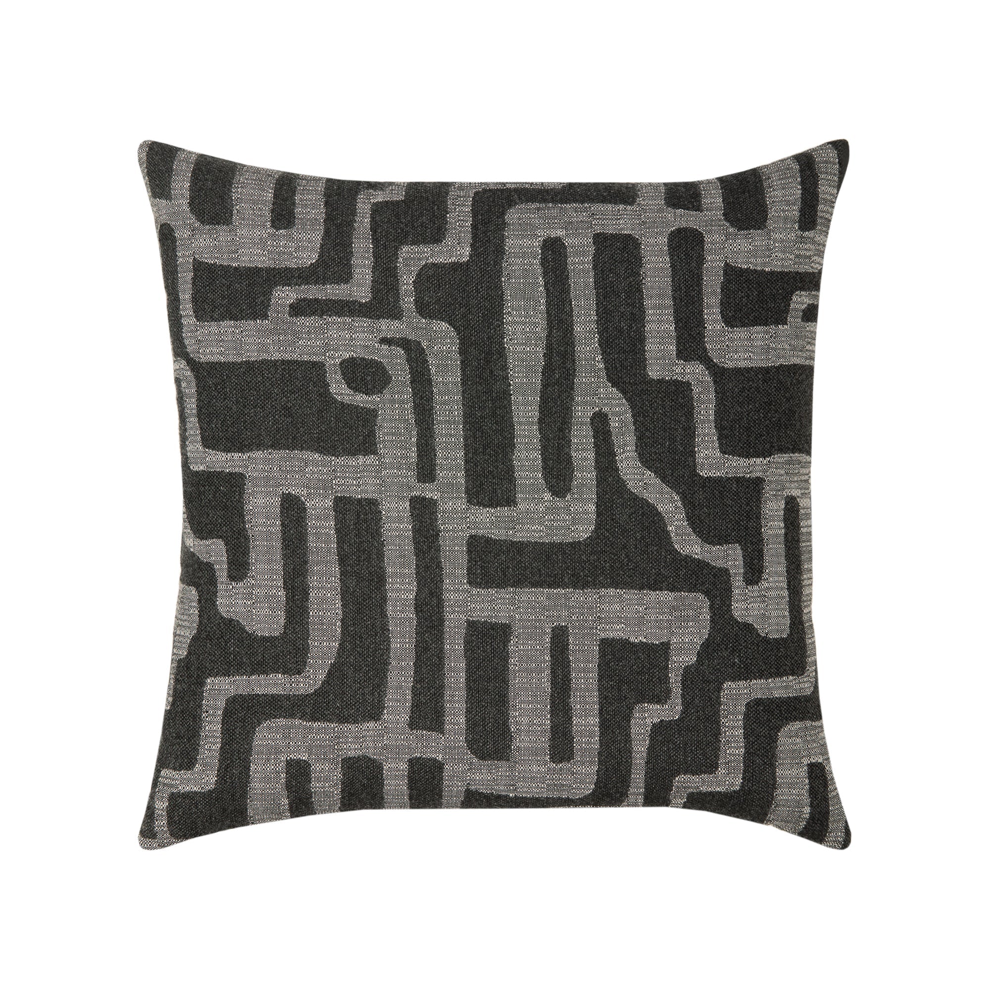 Pillow made from Abstract charcoal pattern luxury outdoor safe fabric – Noble Charcoal by Elaine Smith