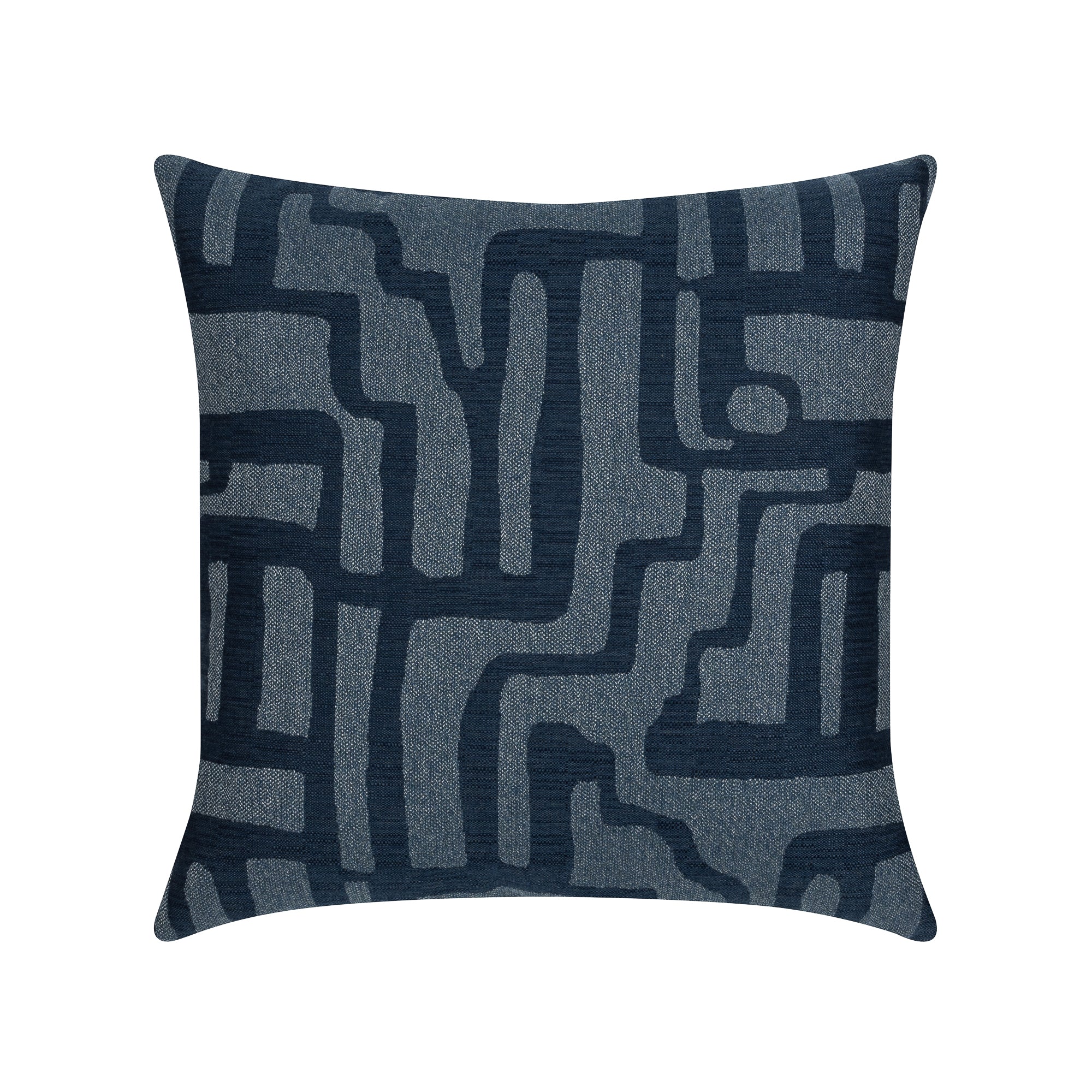 Back image of Blue geometric pillow square size for chic indoor and outdoor decor