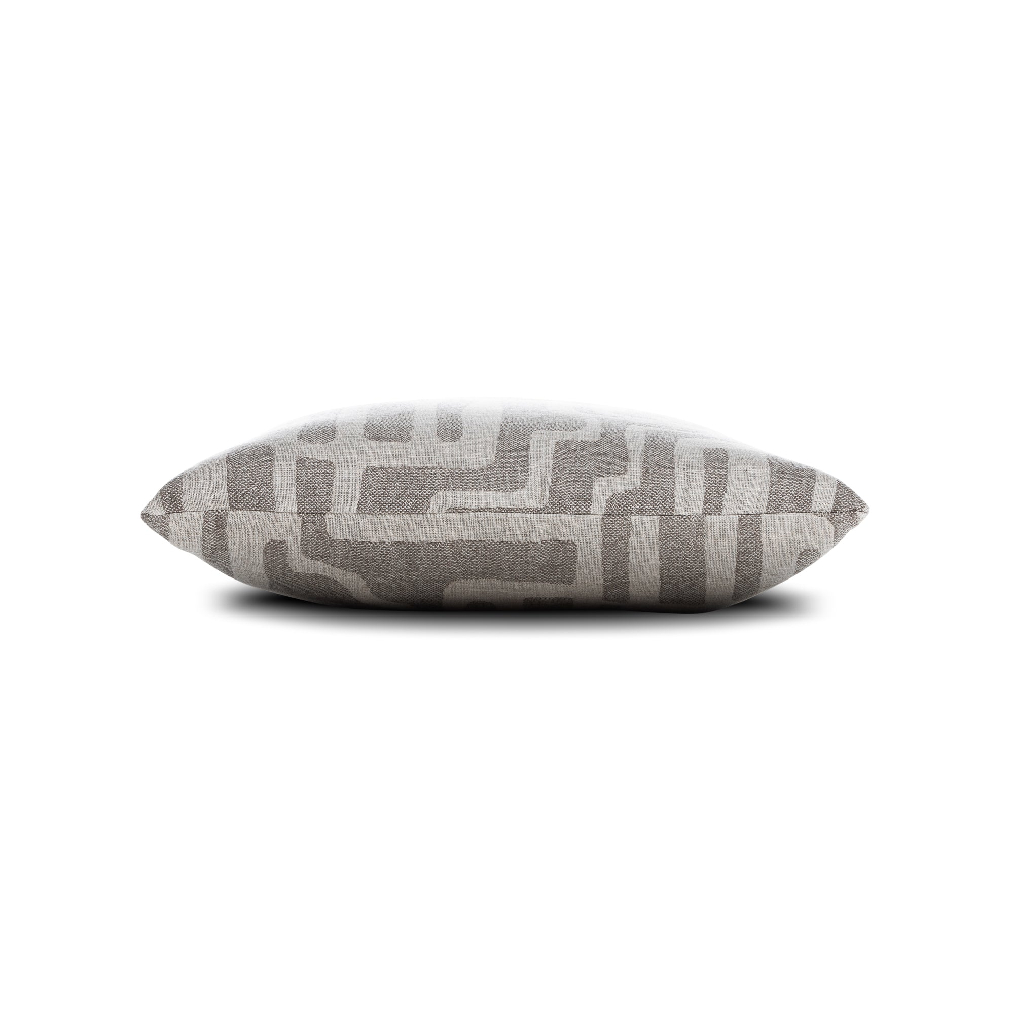 Side image of Gray geometric pillow square size for classic indoor and outdoor decor