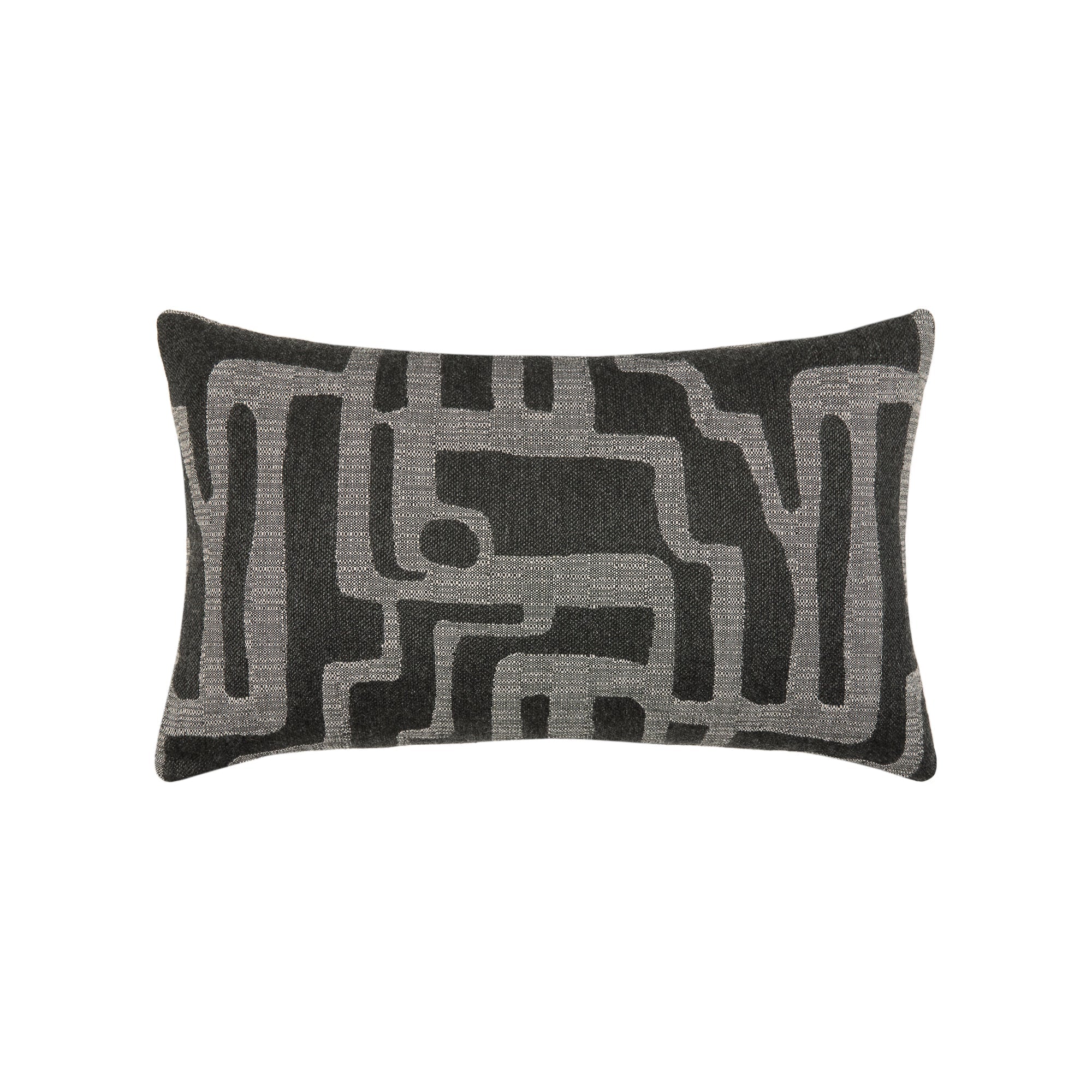 Charcoal geometric pillow lumbar size for stylish indoor and outdoor decor