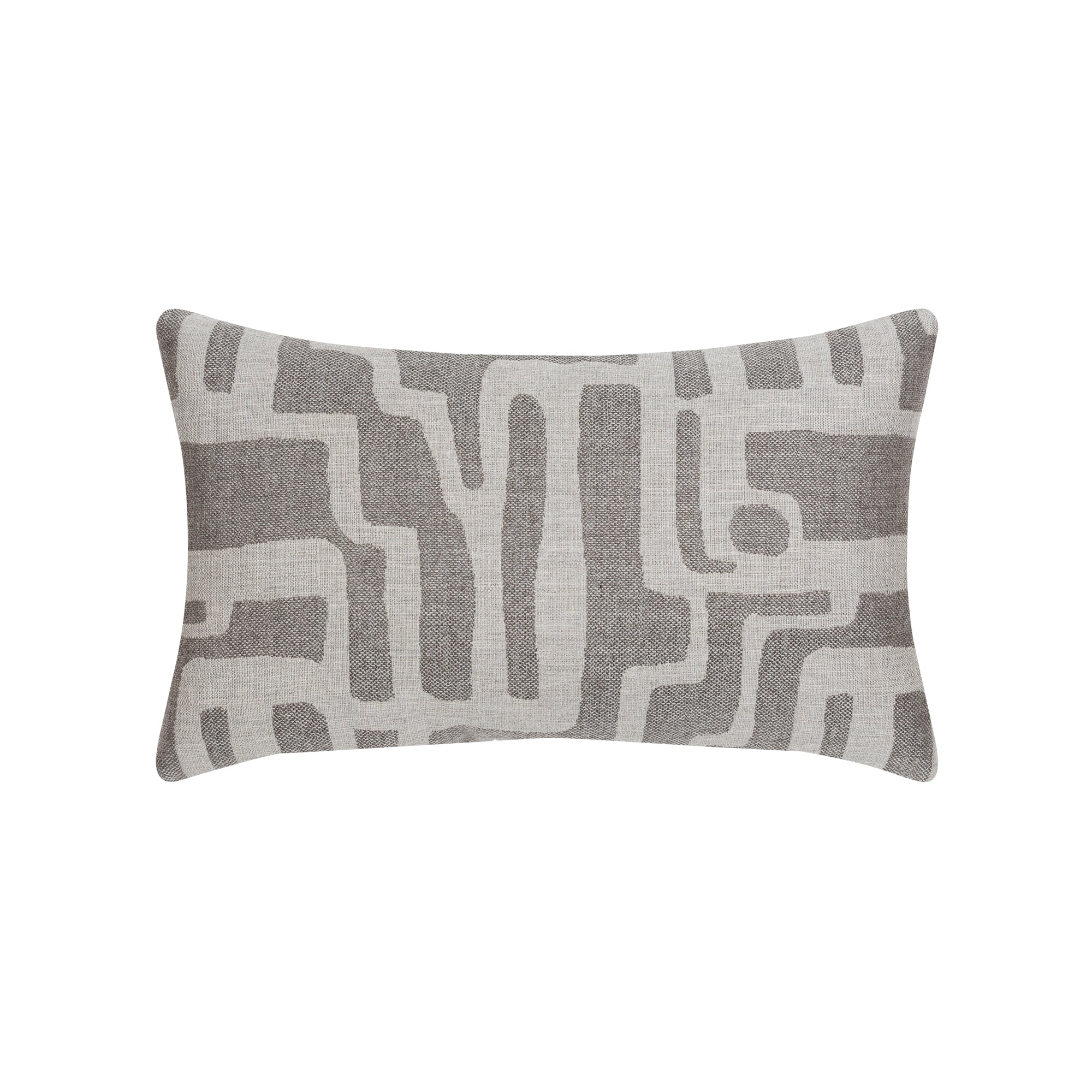 Back image of Gray geometric pillow lumbar size for timeless indoor and outdoor decor