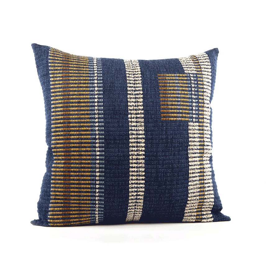 360 video of Blue striped pillow square size for chic indoor and outdoor decor by Elaine Smith