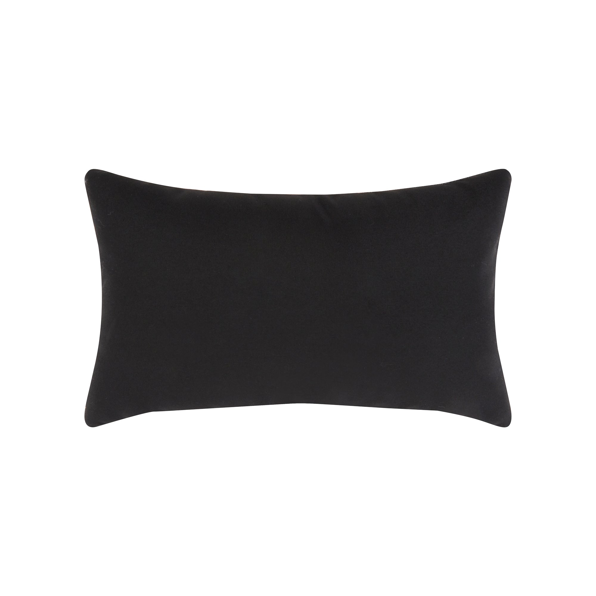 Back image of Charcoal gray striped pillow lumbar size for earthy indoor and outdoor decor