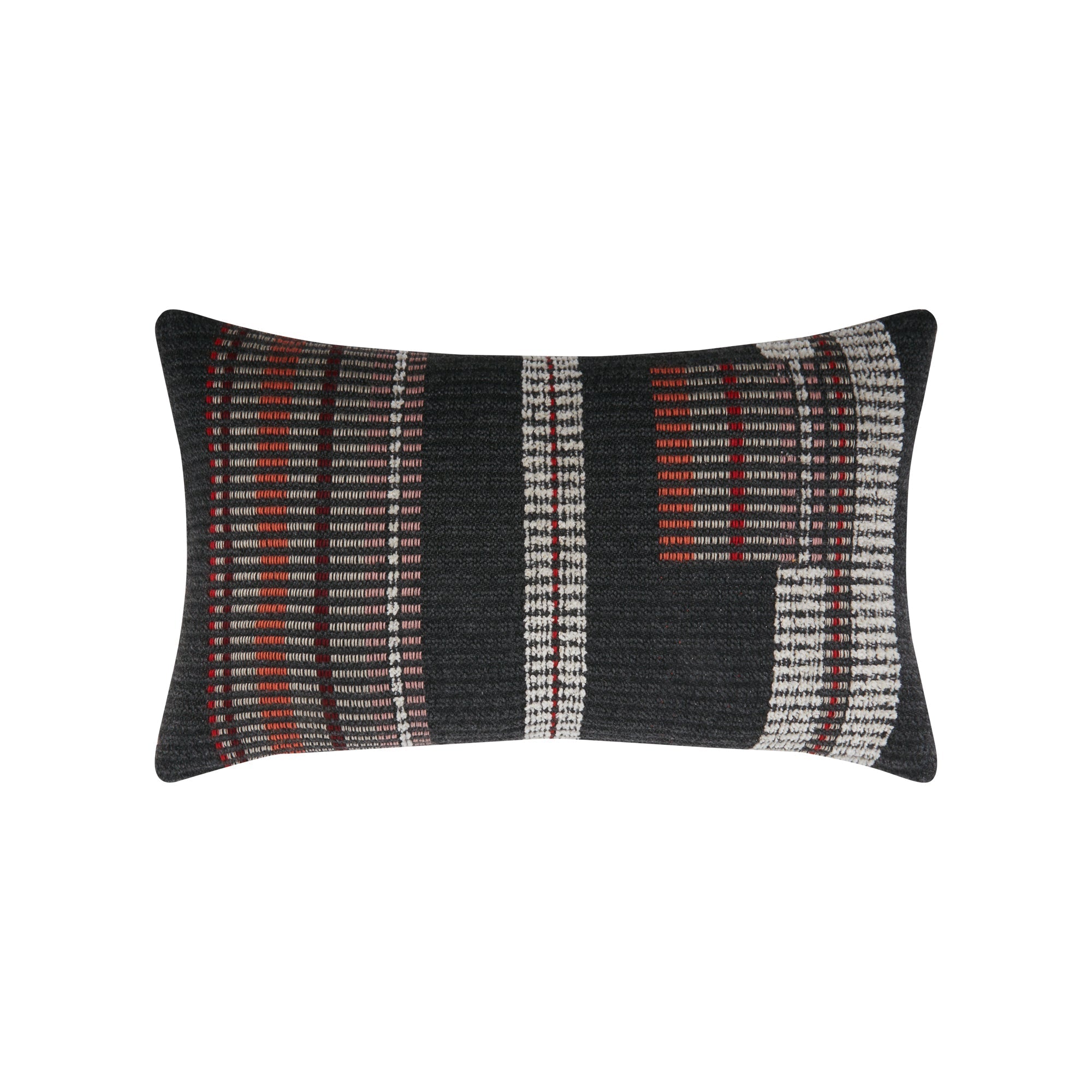 Charcoal gray striped pillow lumbar size for earthy indoor and outdoor decor