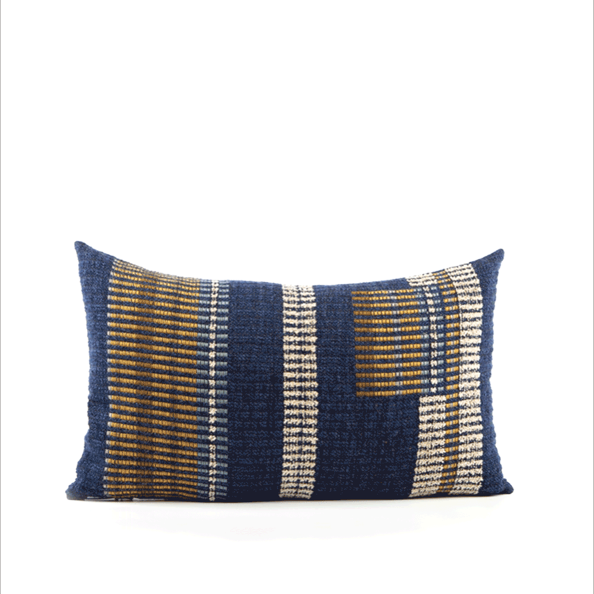 360 video of Blue striped pillow lumbar size for modern indoor and outdoor decor