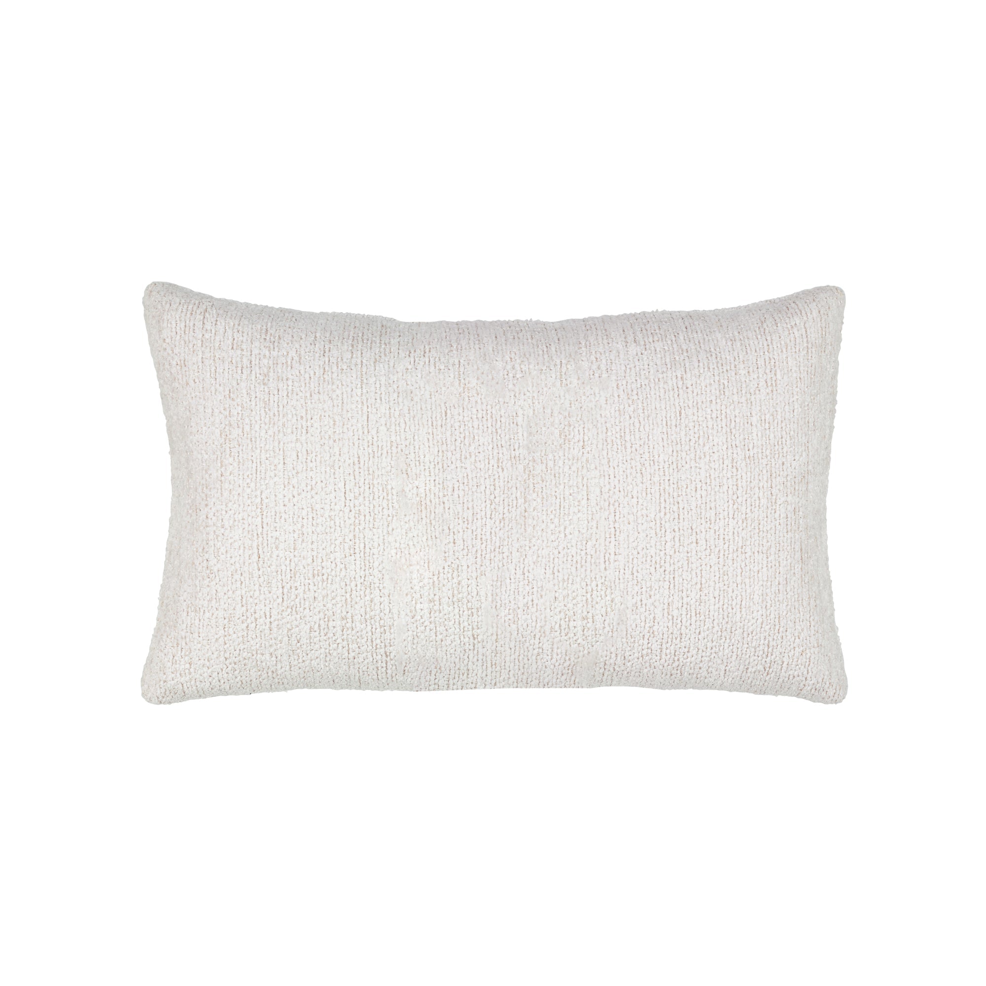 Ivory outdoor pillow with subtle weave, lumbar size for versatile outdoor seating