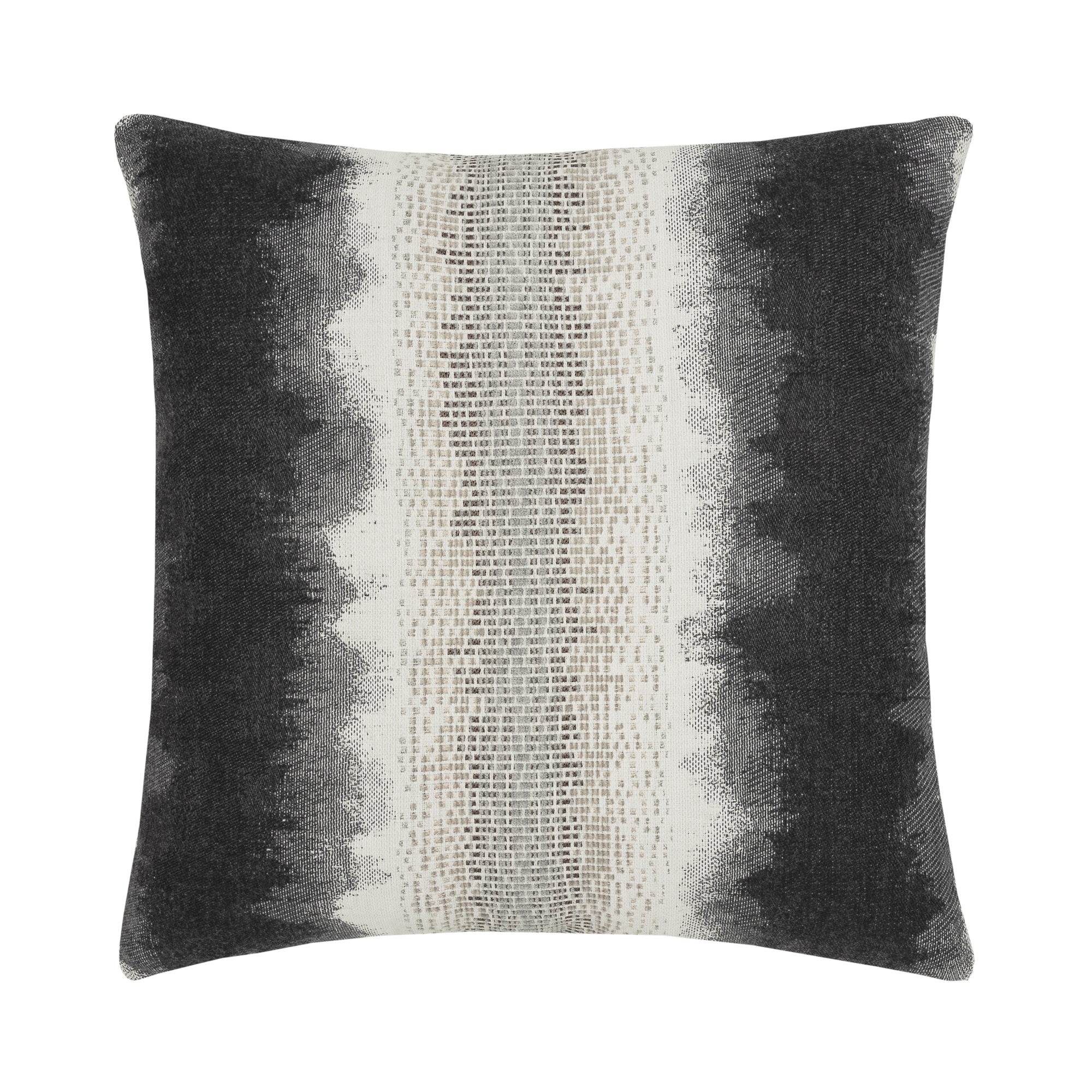 charcoal and gray ombre pillow with chenille center band square size for versatile indoor and outdoor decor