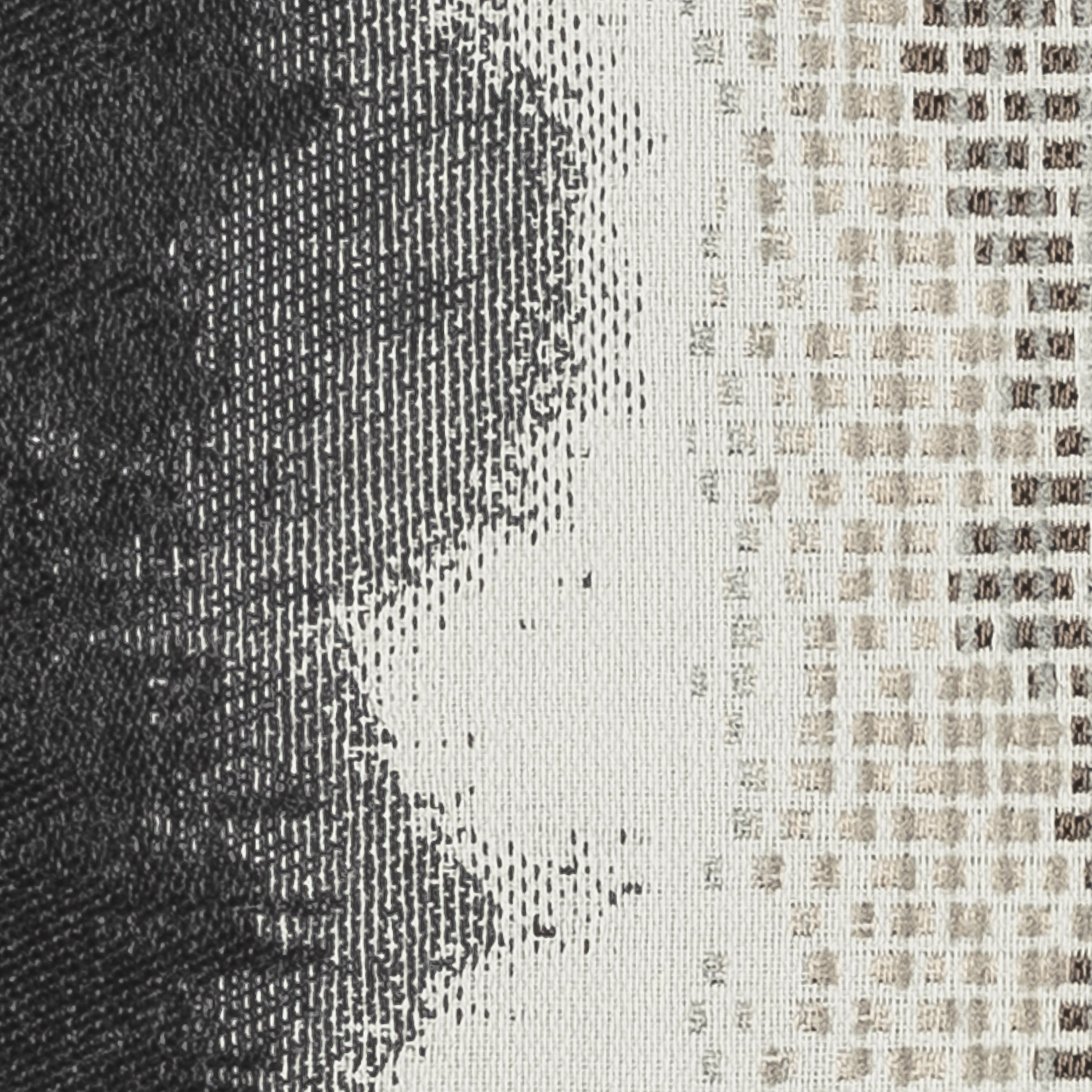 Detail image of Charcoal and Gray ombre pillow with chenille center band square size for modern indoor and outdoor decor