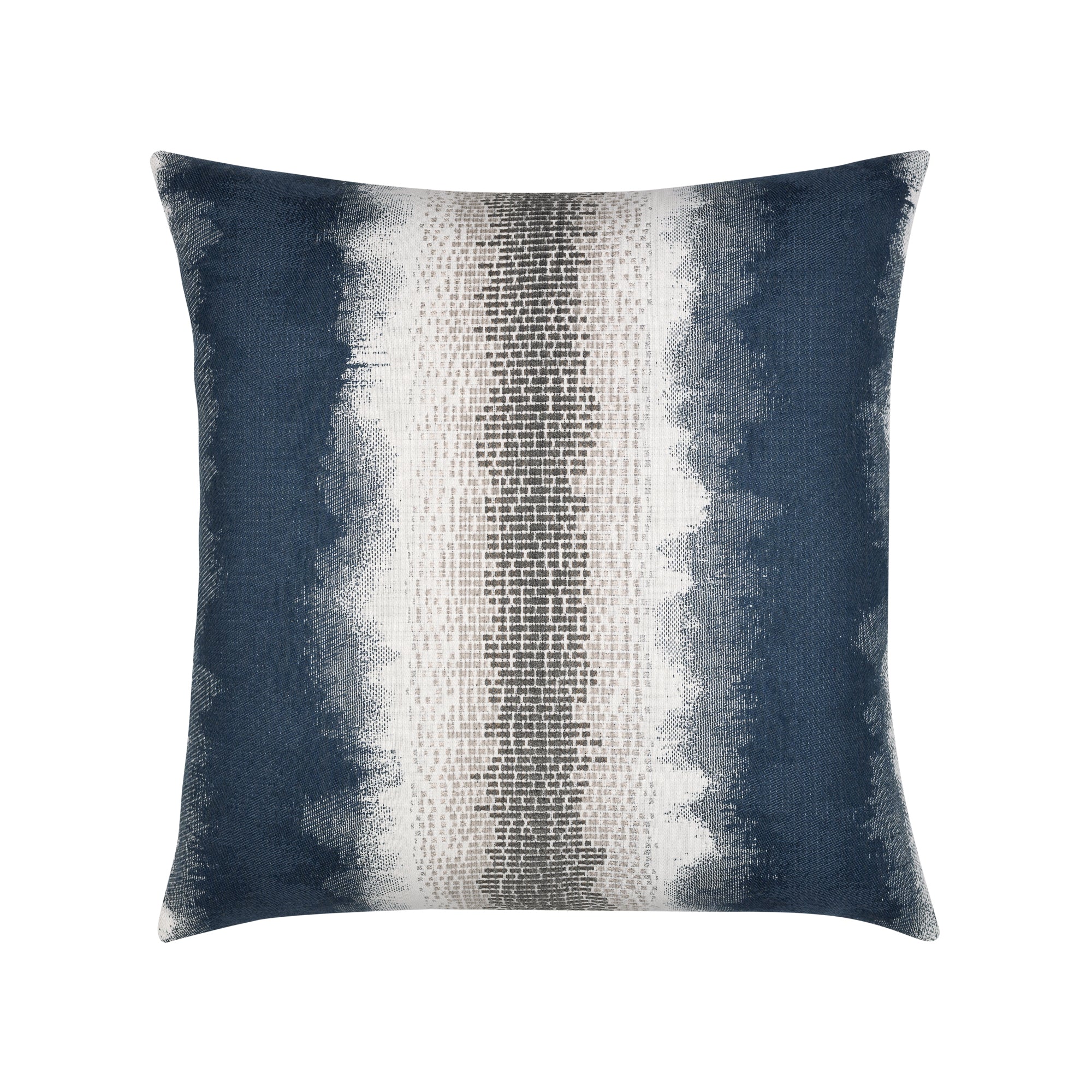 Blue ombre pillow with chenille center band square size for nautical indoor and outdoor decor by Elaine Smith