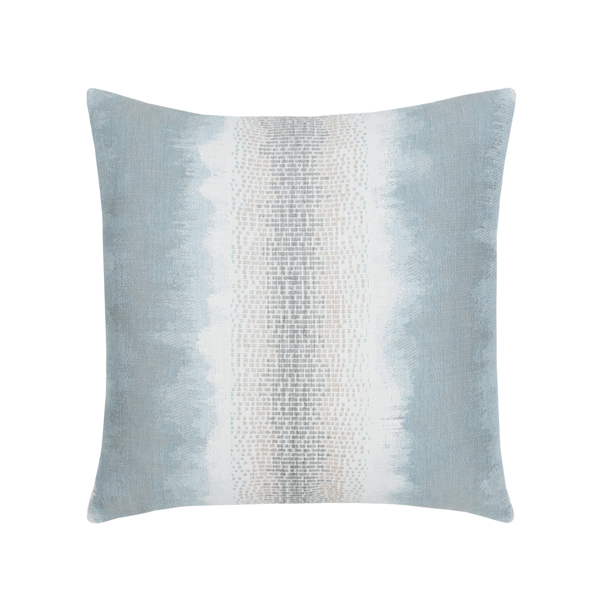 Light blue ombre pillow with chenille center band lumbar size for contemporary indoor and outdoor decor