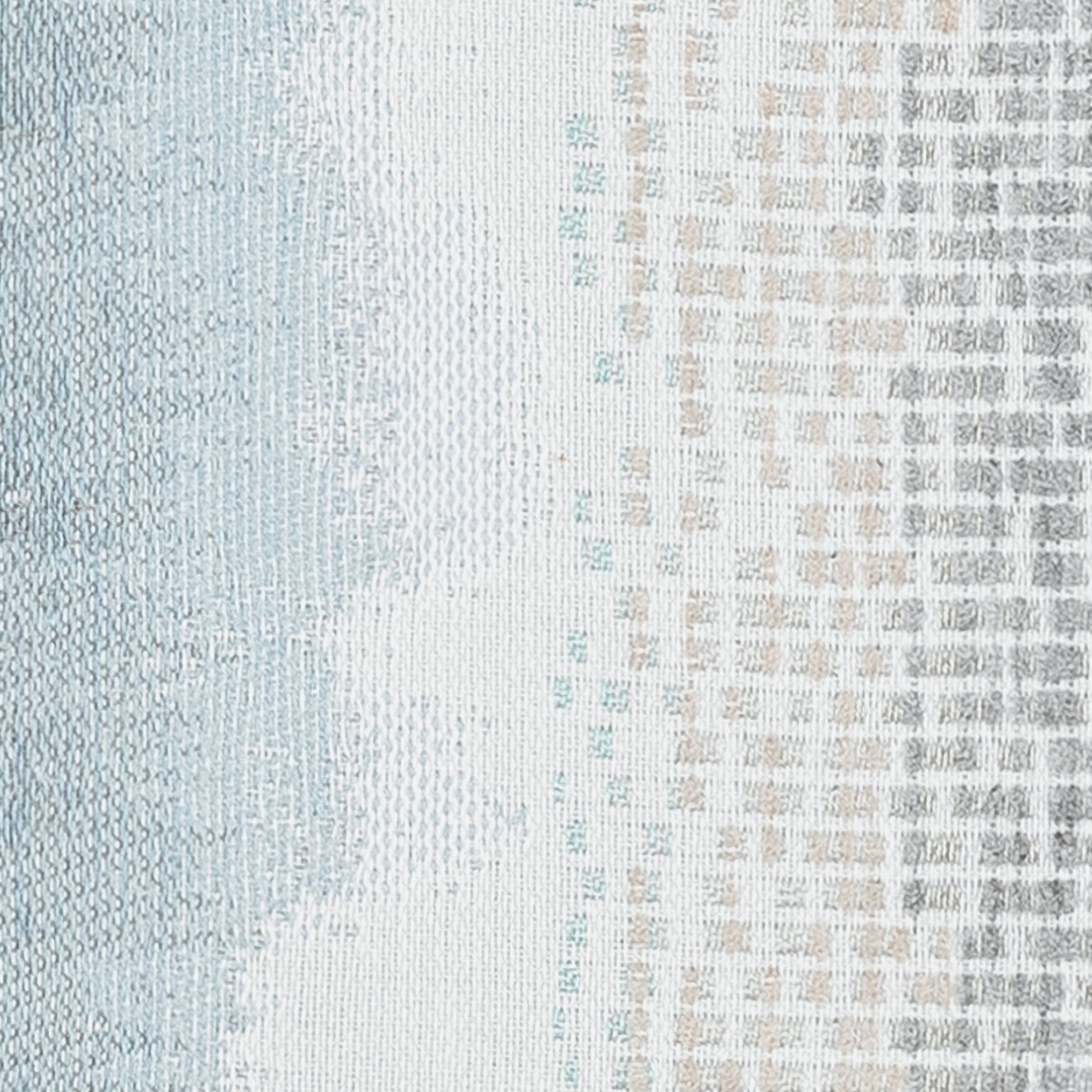 Detail image of Light blue ombre pillow with chenille center band lumbar size for sophisticated indoor and outdoor decor