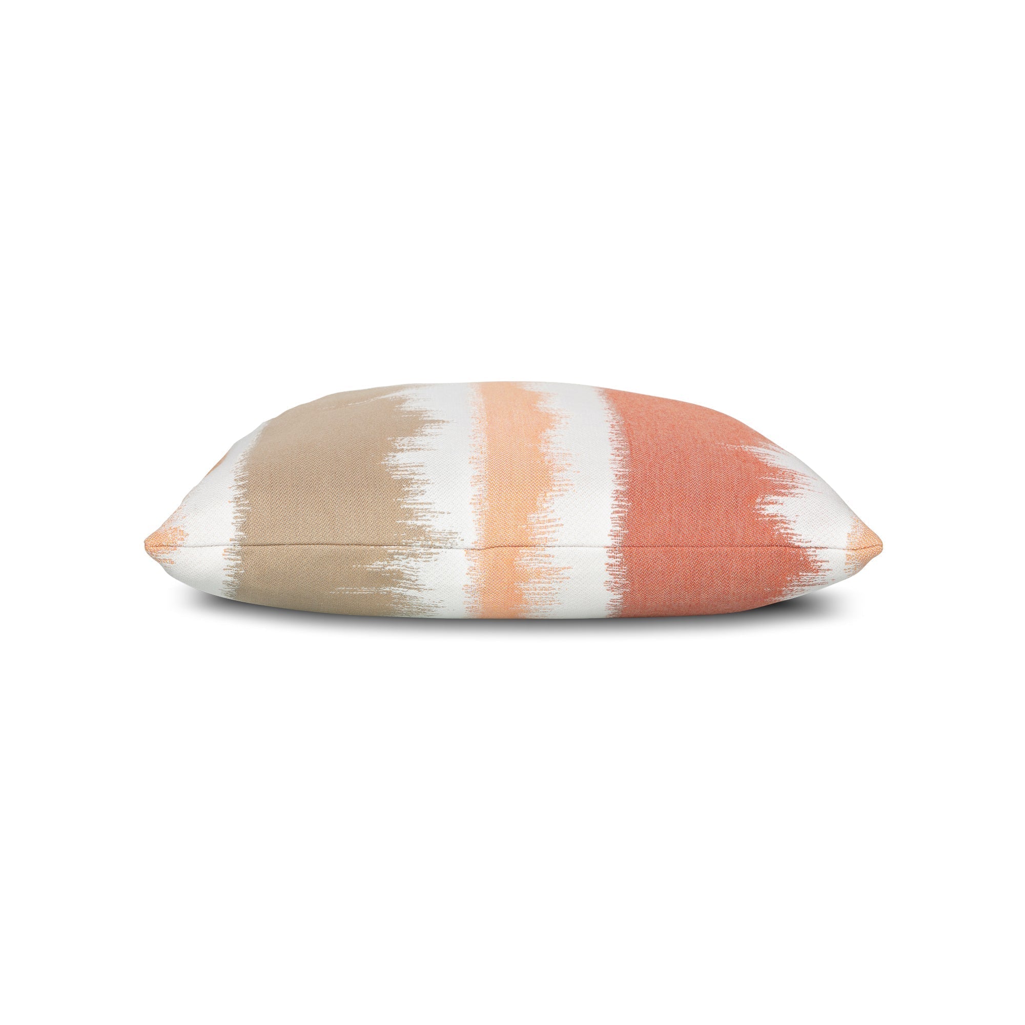 Side image of Clay and tan ombre outdoor pillow lumbar size for sophisticated indoor and outdoor decor
