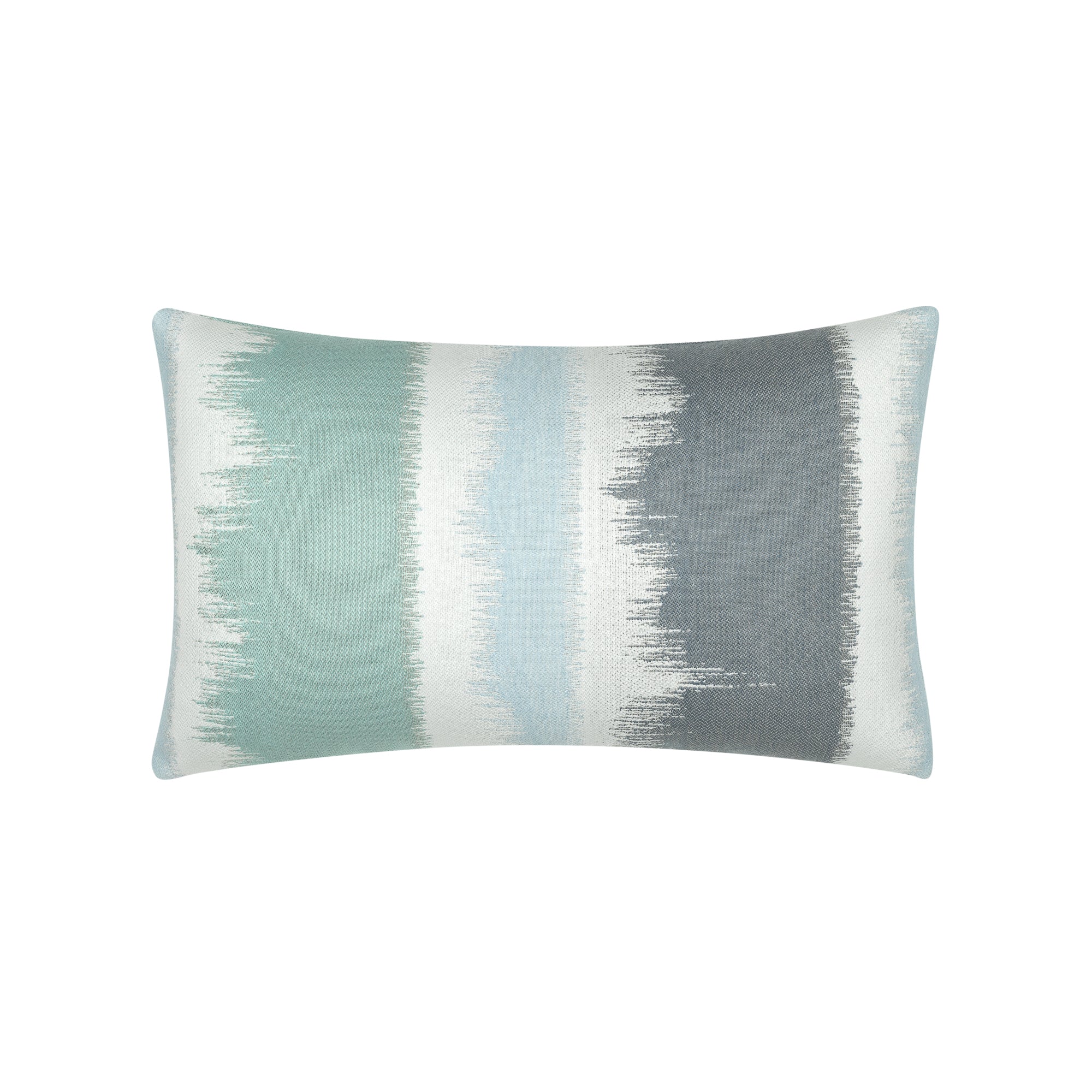 Back image of Surf green and blue ombre outdoor pillow lumbar size for refreshing indoor and outdoor decor