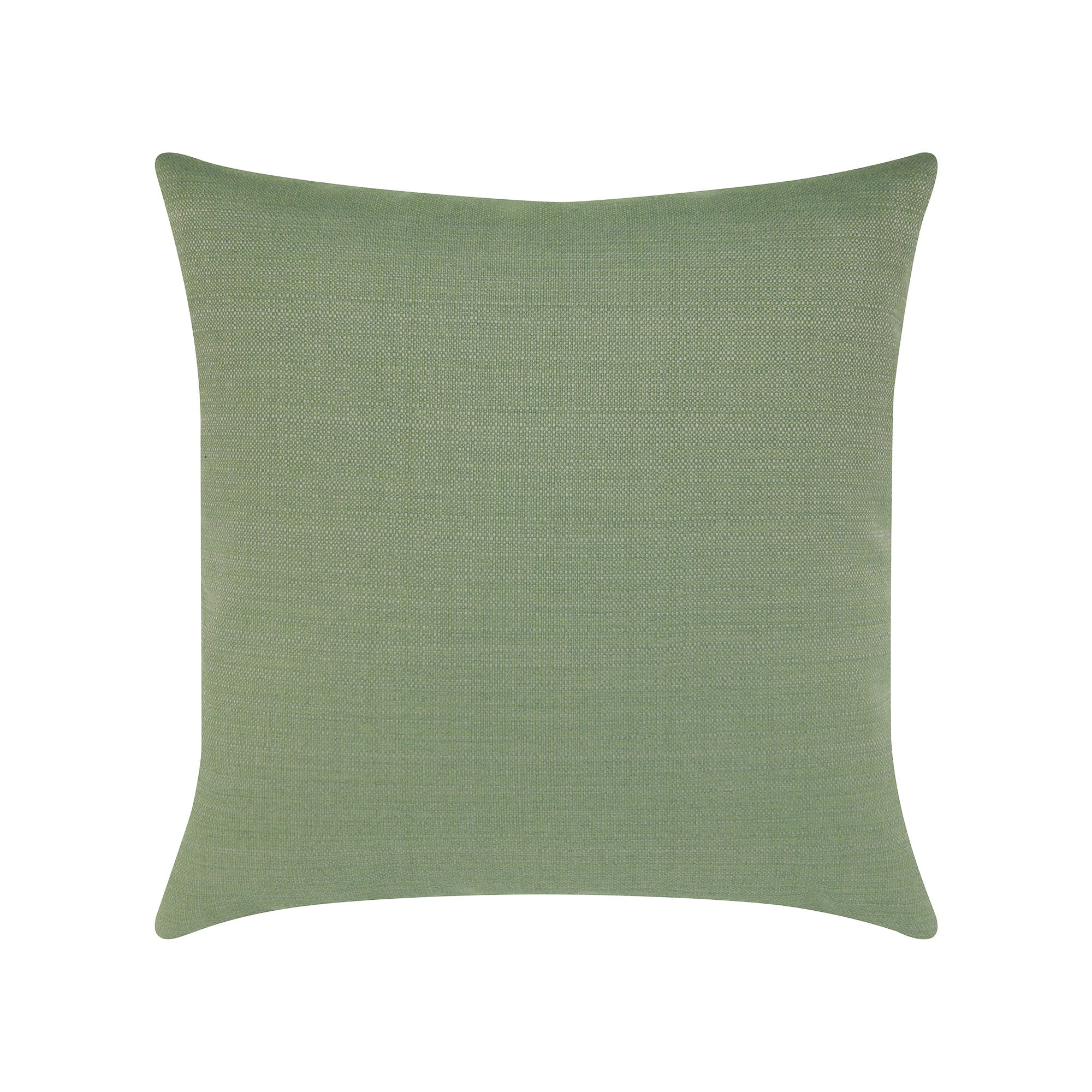 Back image of Green solid with micro fringe detailing outdoor pillow in square size for natural indoor and outdoor decor