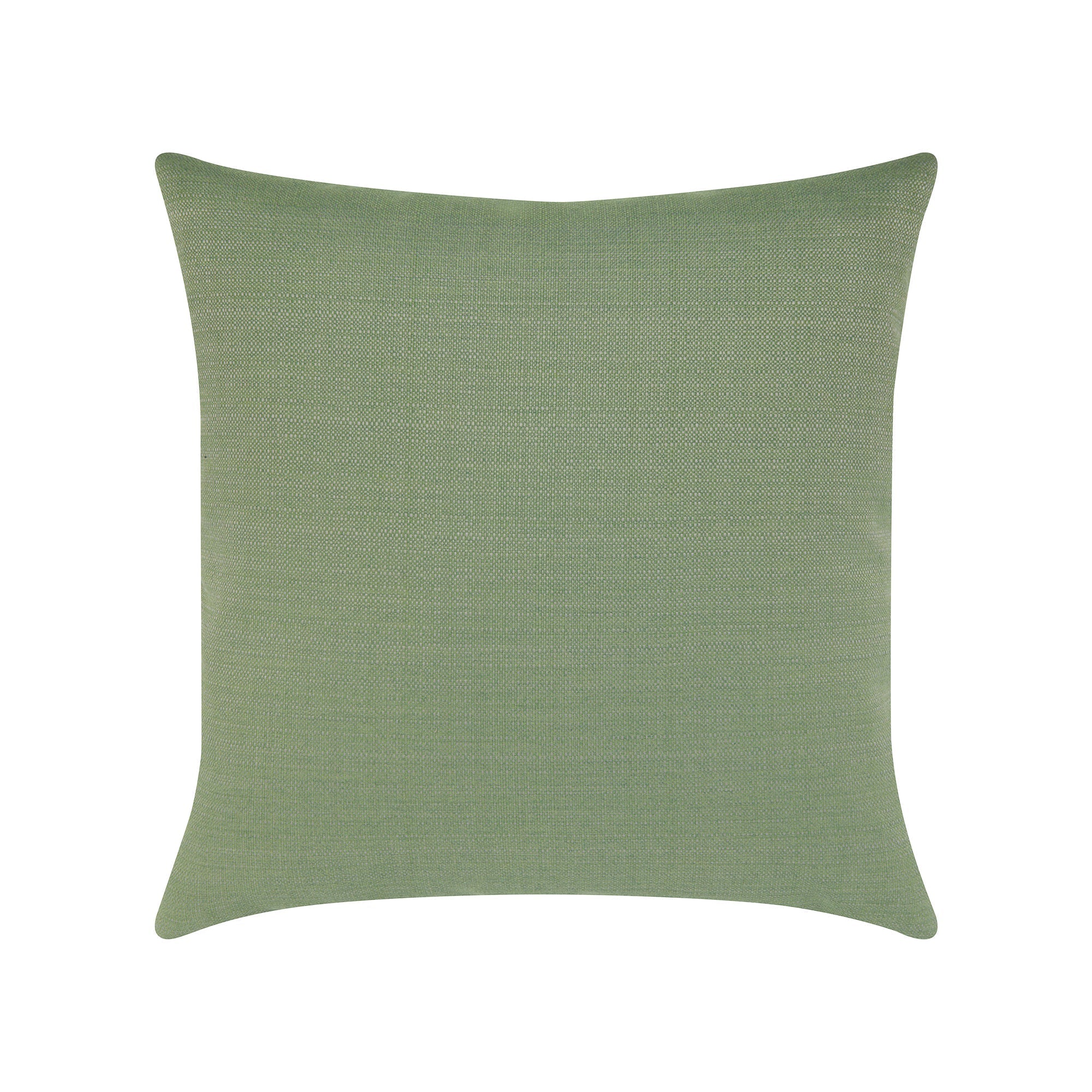Back image of Green solid with micro fringe detailing outdoor pillow in square size for natural indoor and outdoor decor