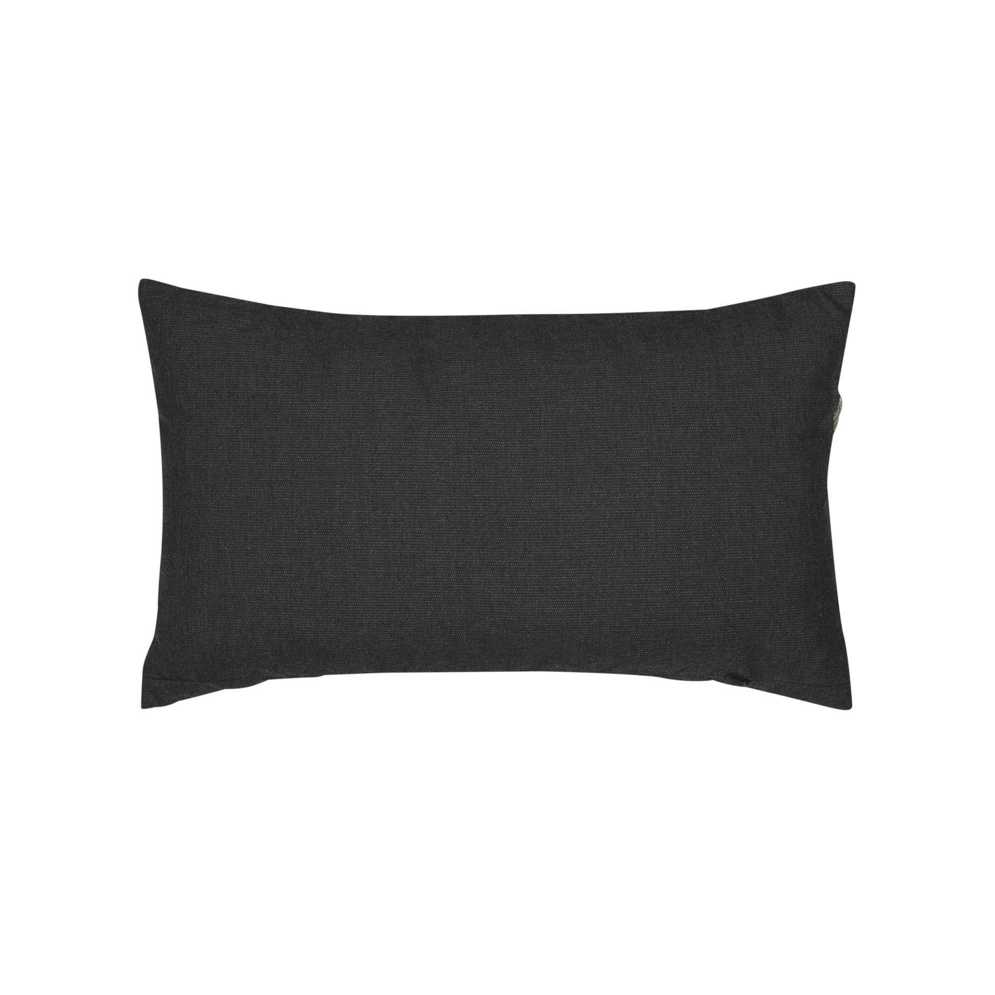 Back image of Black outdoor pillow with diamond stitch pattern, square size for bold outdoor styling