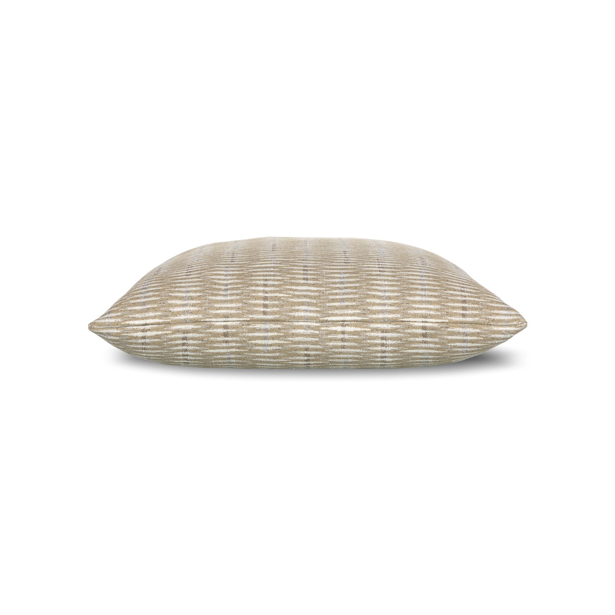 Side image of Beige lattice outdoor pillow square size for classic patio decor