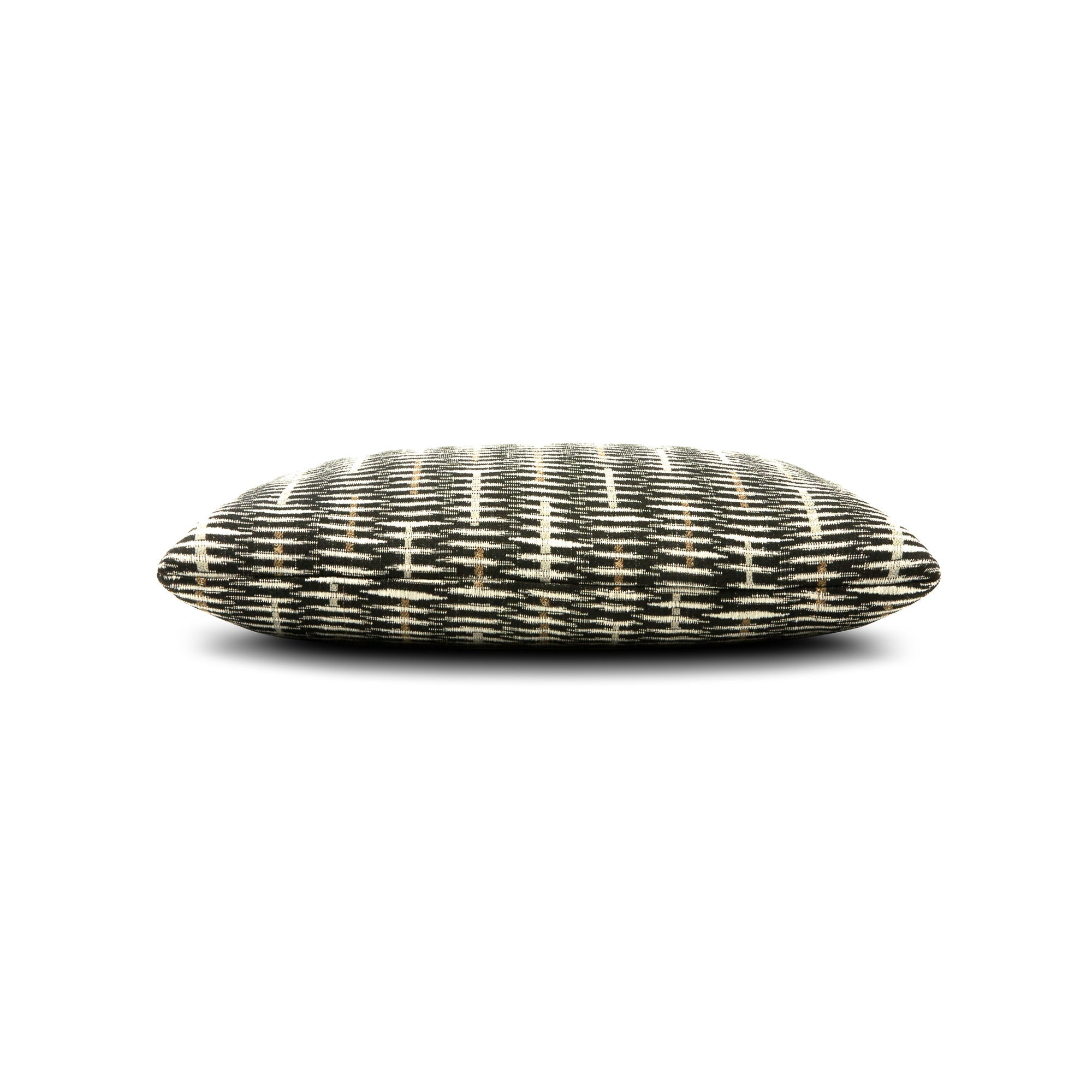 Side image of Black lattice outdoor pillow lumbar size for modern patio decor
